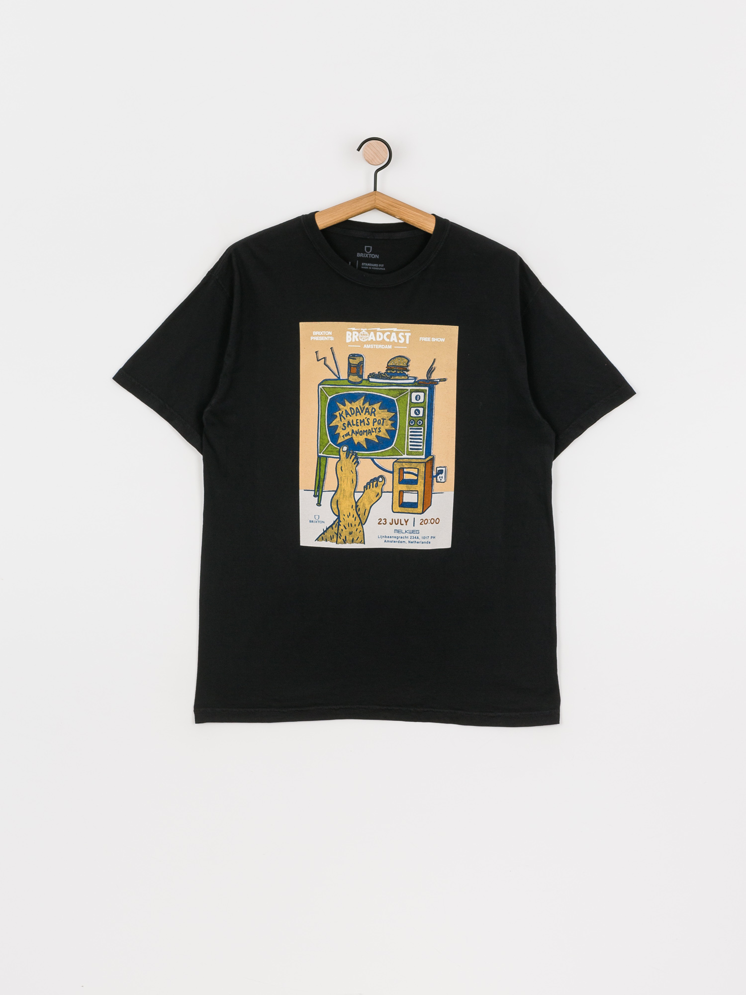 T-shirt Brixton Amsterdam Brxtn Broadcast (black garment dye)