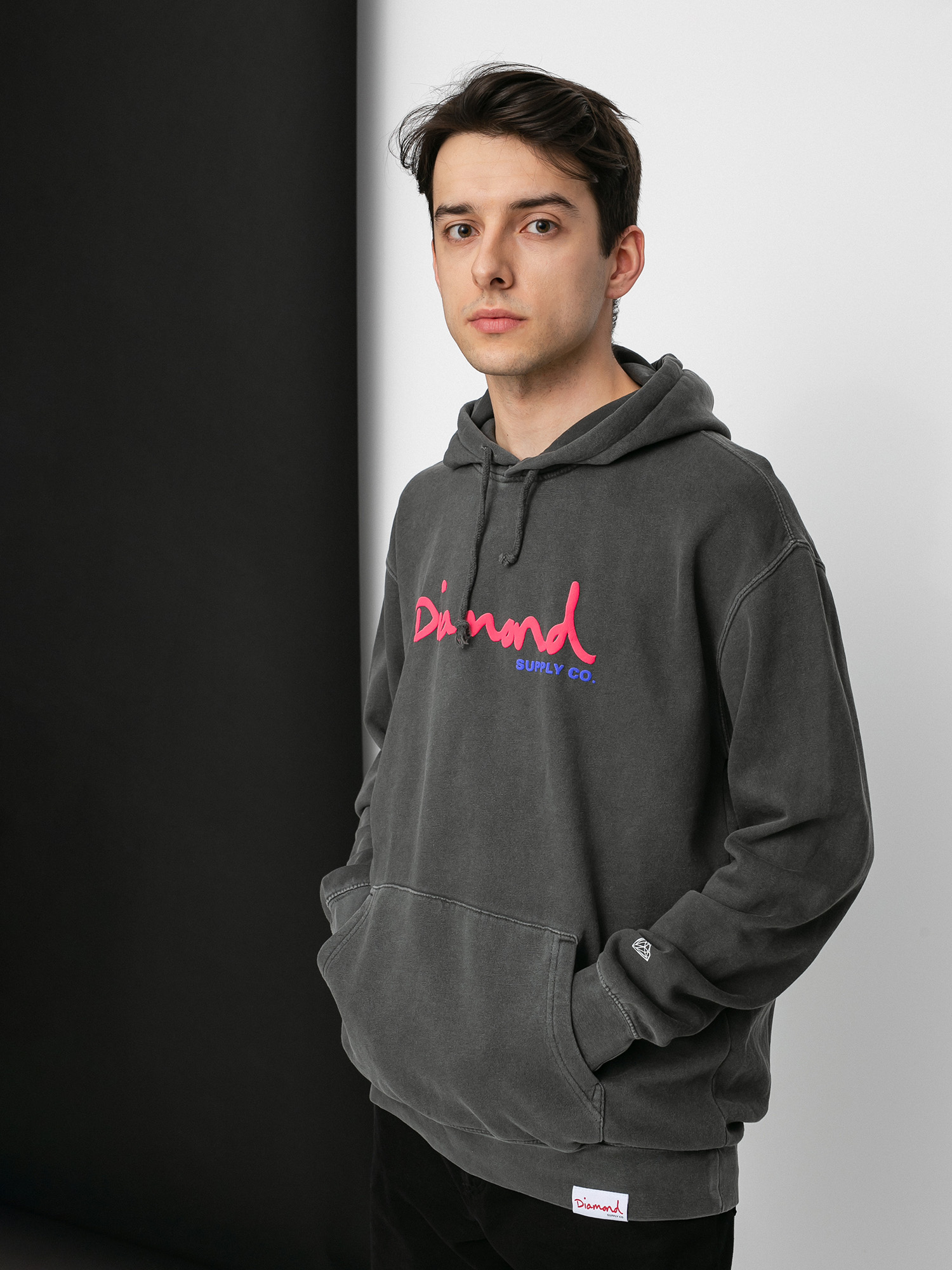 Bluza z kapturem Diamond Supply Co. Og Script Overdyed HD (black)