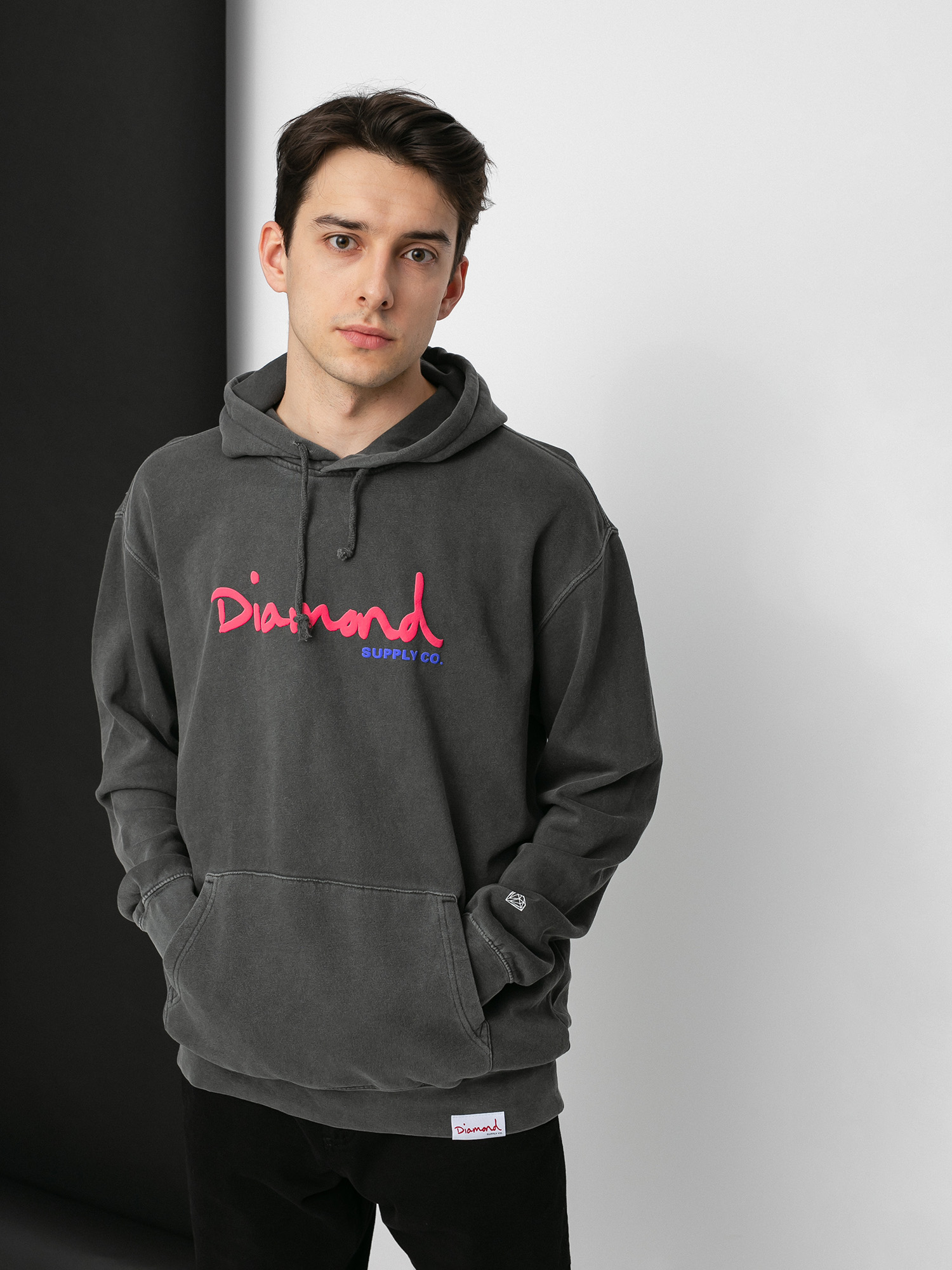 Bluza z kapturem Diamond Supply Co. Og Script Overdyed HD (black)
