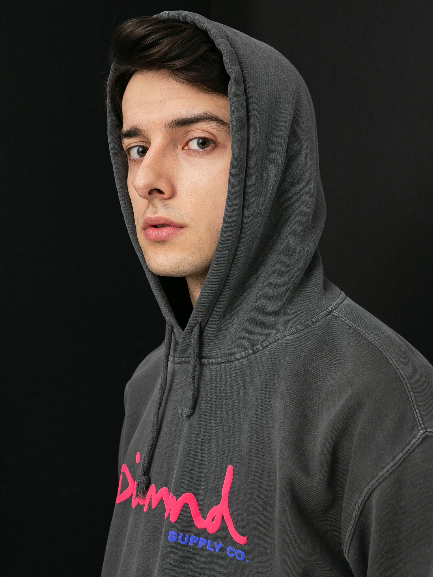 Bluza z kapturem Diamond Supply Co. Og Script Overdyed HD (black)