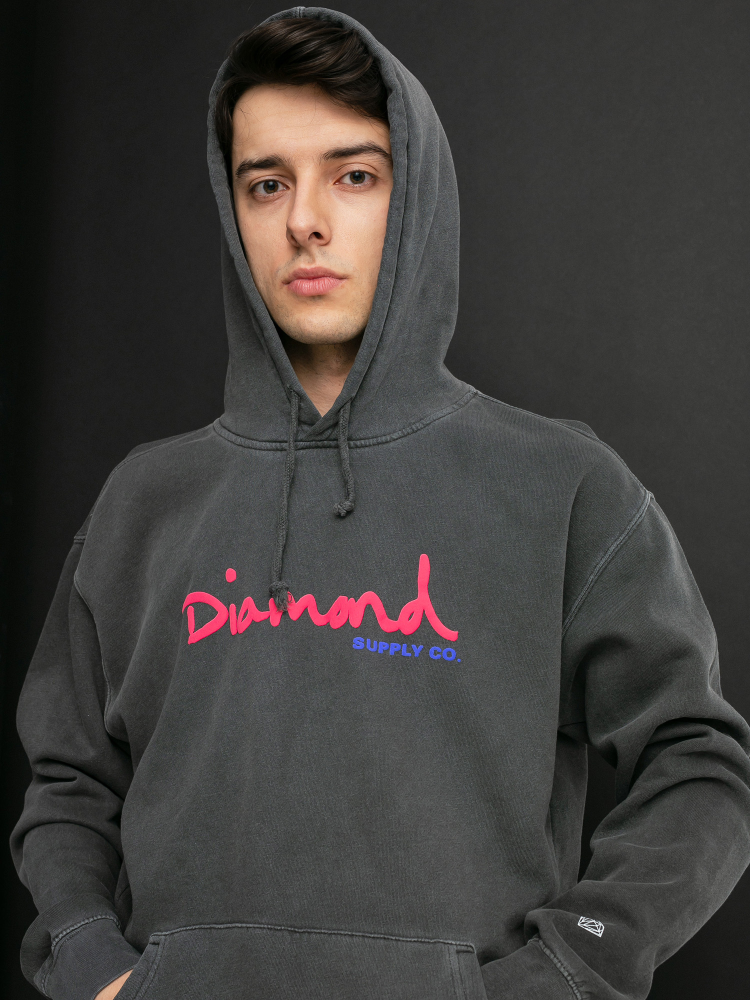 Bluza z kapturem Diamond Supply Co. Og Script Overdyed HD (black)