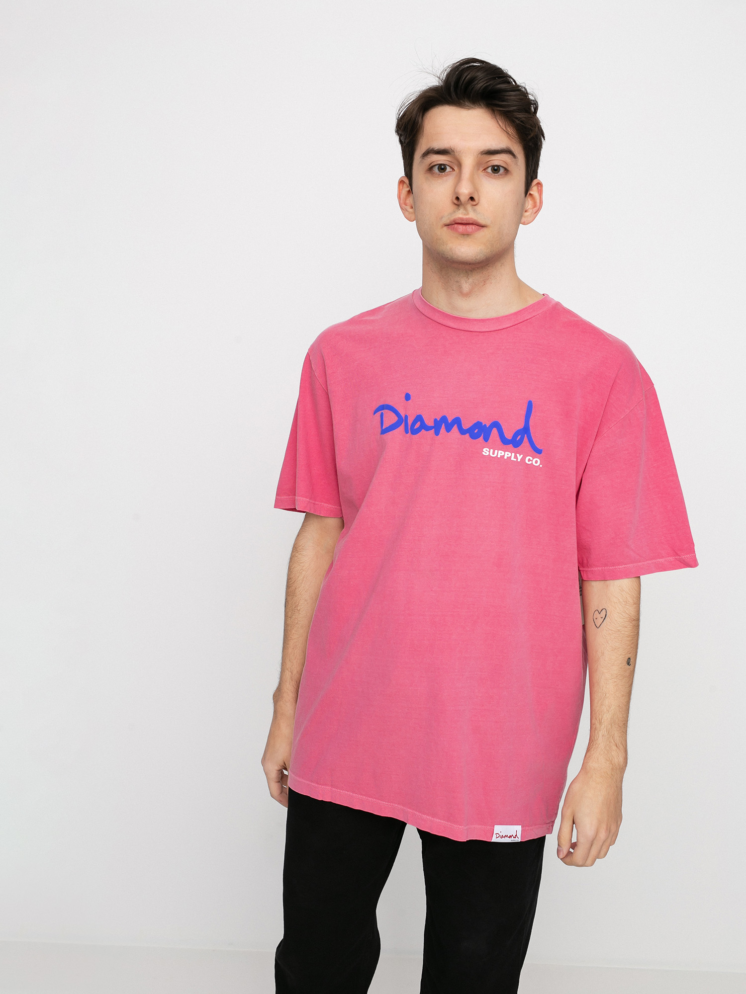 T-shirt Diamond Supply Co. Og Script Overdyed Puff Print (pink)