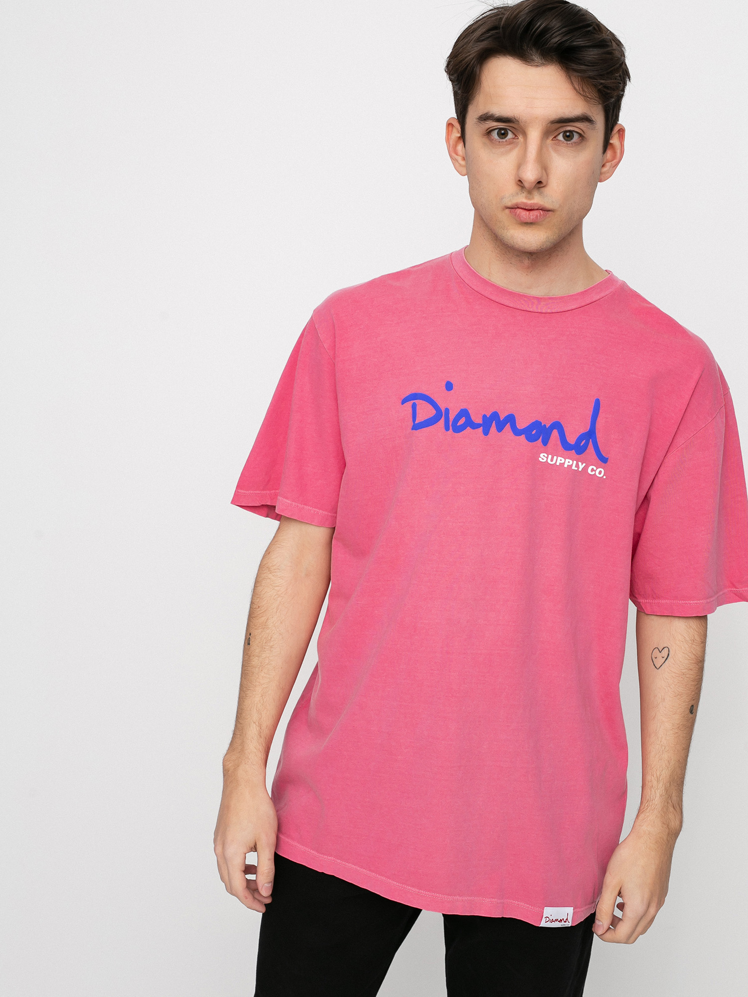 T-shirt Diamond Supply Co. Og Script Overdyed Puff Print (pink)