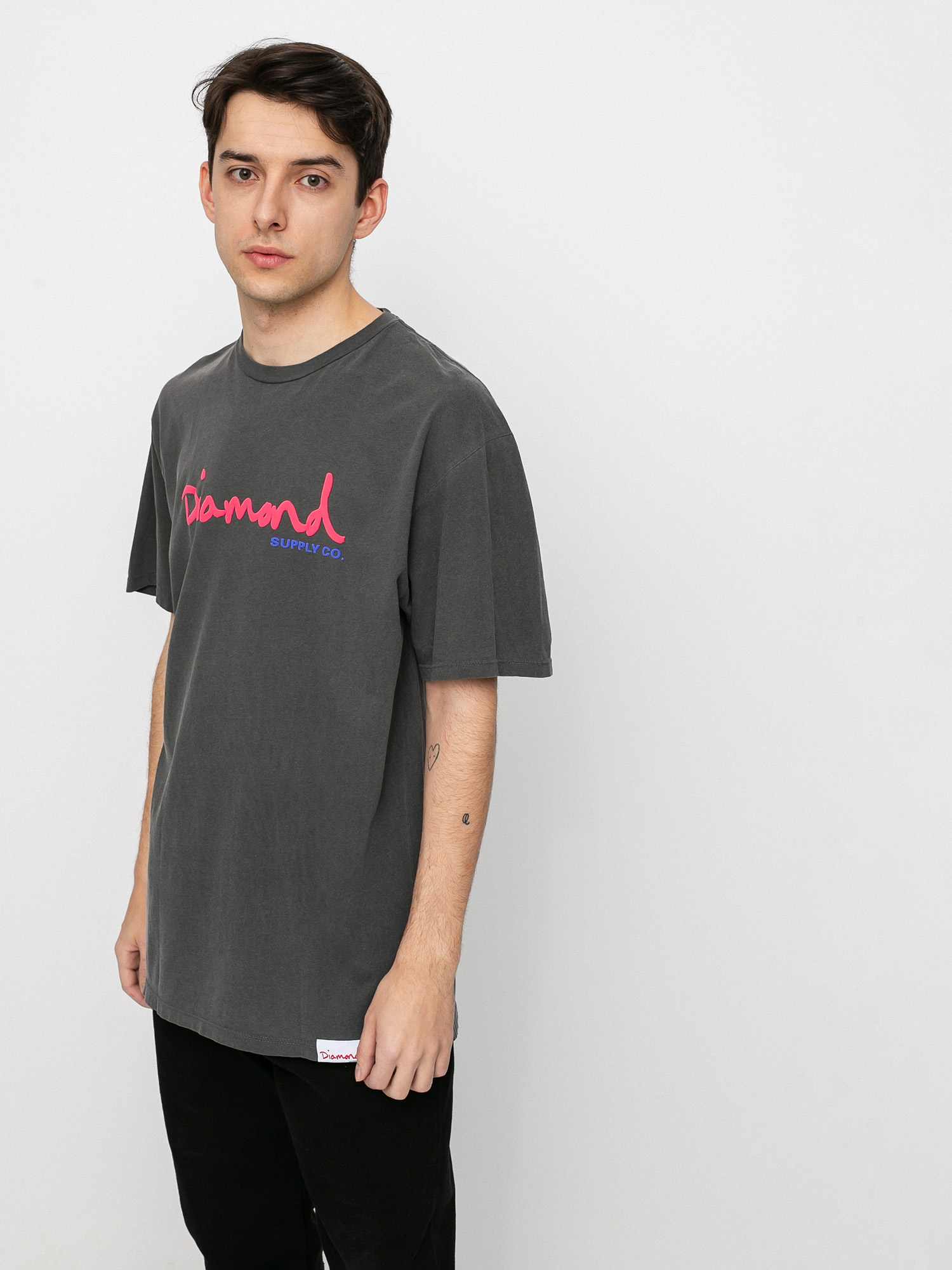 T-shirt Diamond Supply Co. Og Script Overdyed Puff Print (black)
