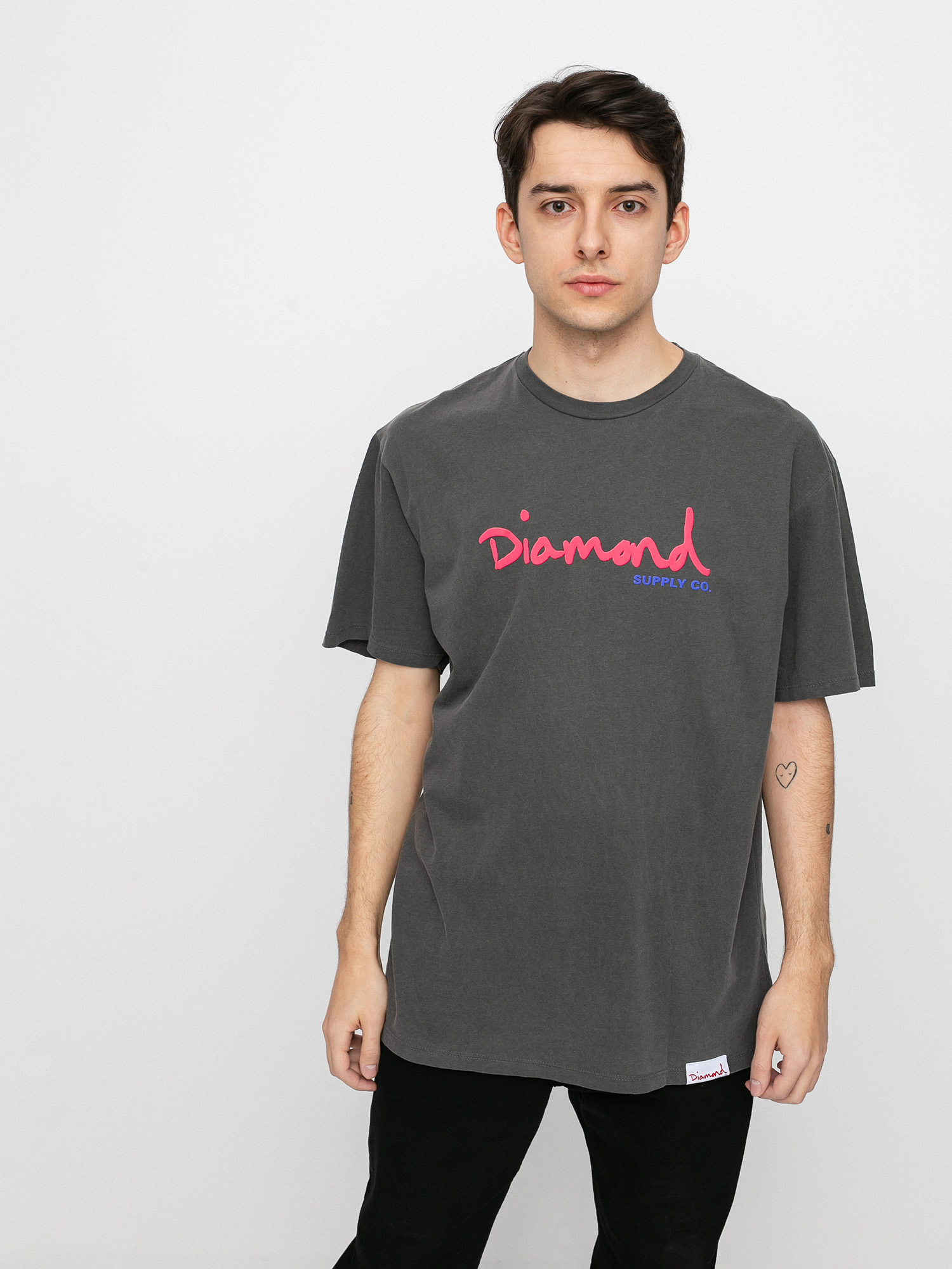 T-shirt Diamond Supply Co. Og Script Overdyed Puff Print (black)