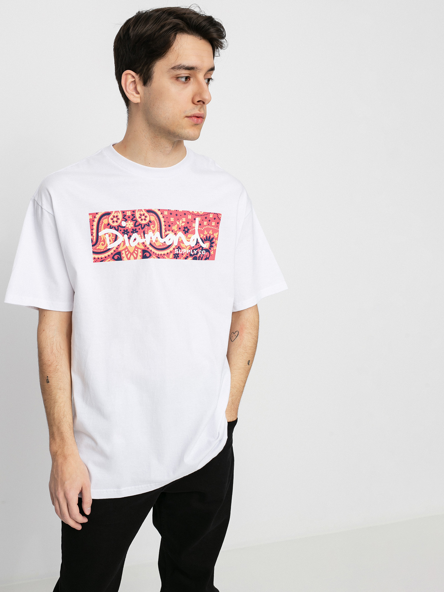 T-shirt Diamond Supply Co. Paisley Box Logo (white)