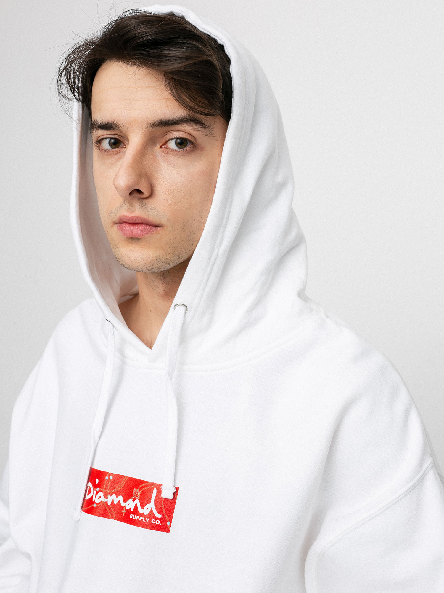 Bluza z kapturem Diamond Supply Co. Rosary Box Logo HD (white)