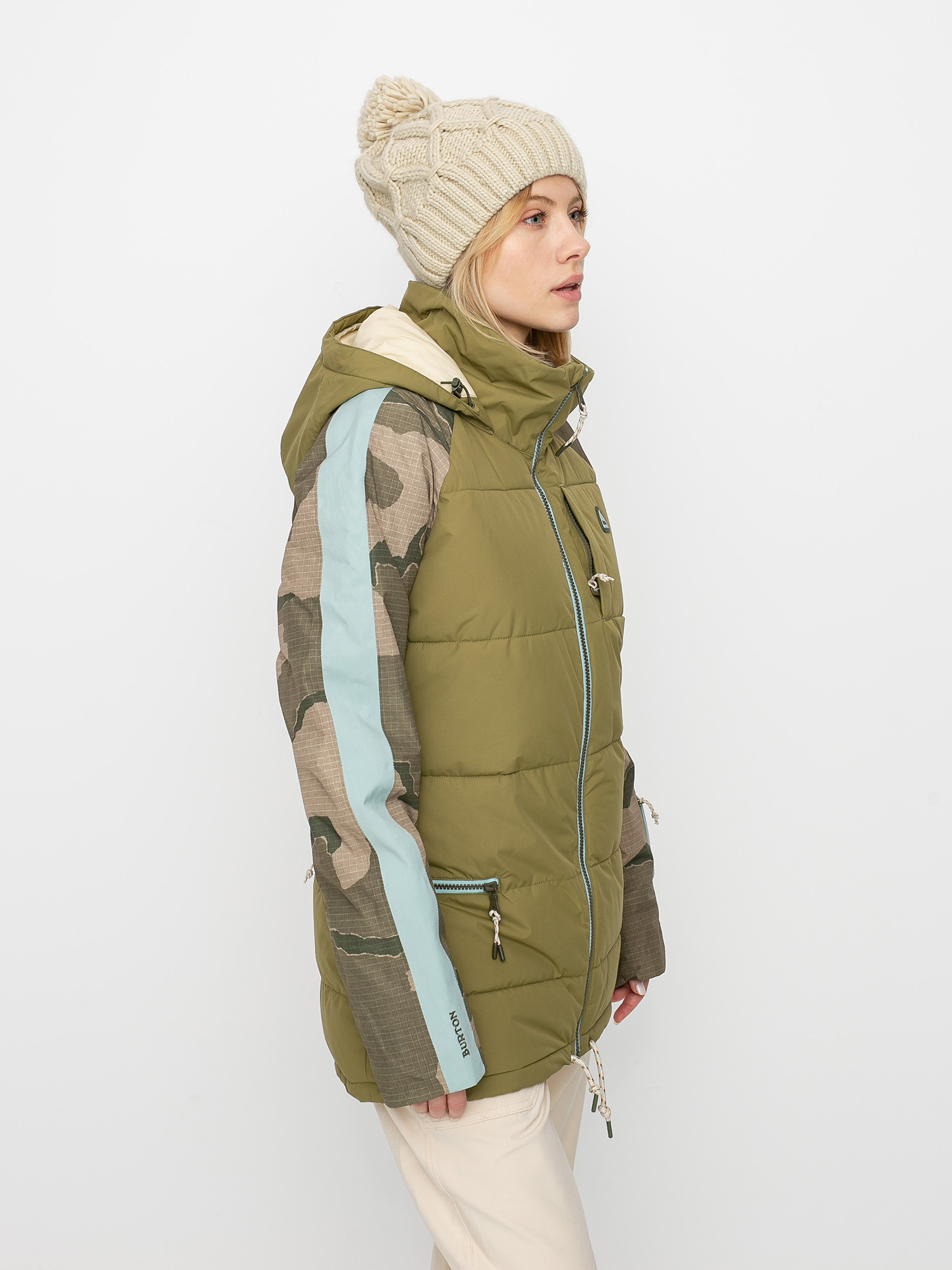 Damska Kurtka snowboardowa Burton Keelan (martini olive/barren camo/ether blue)