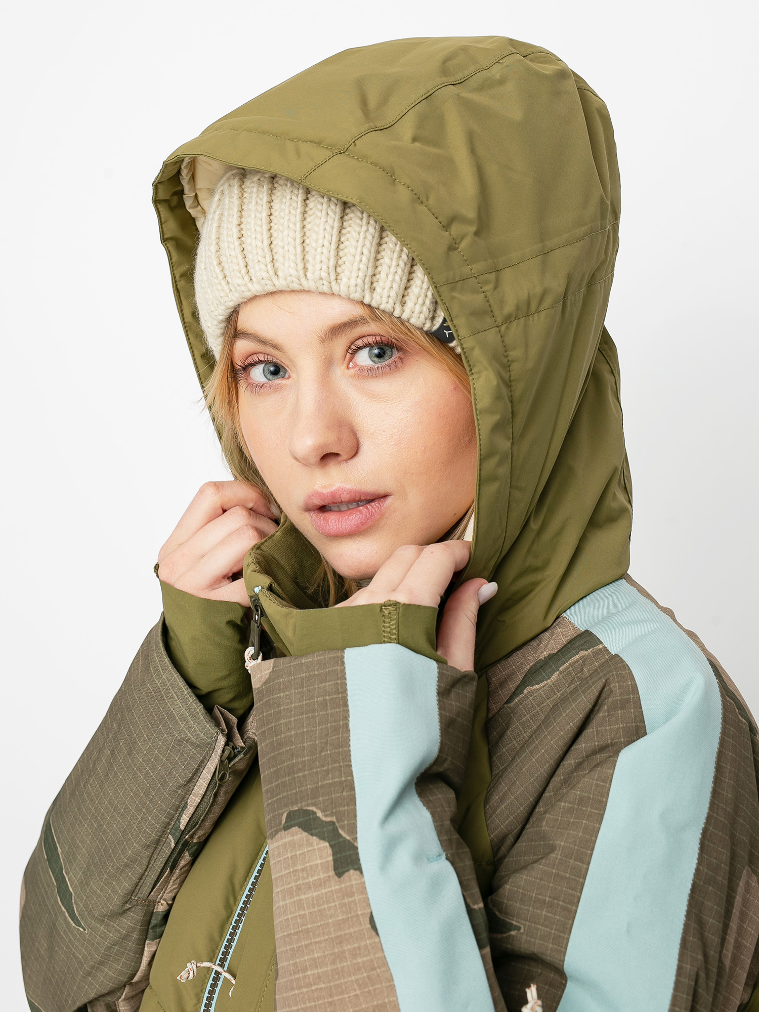 Damska Kurtka snowboardowa Burton Keelan (martini olive/barren camo/ether blue)