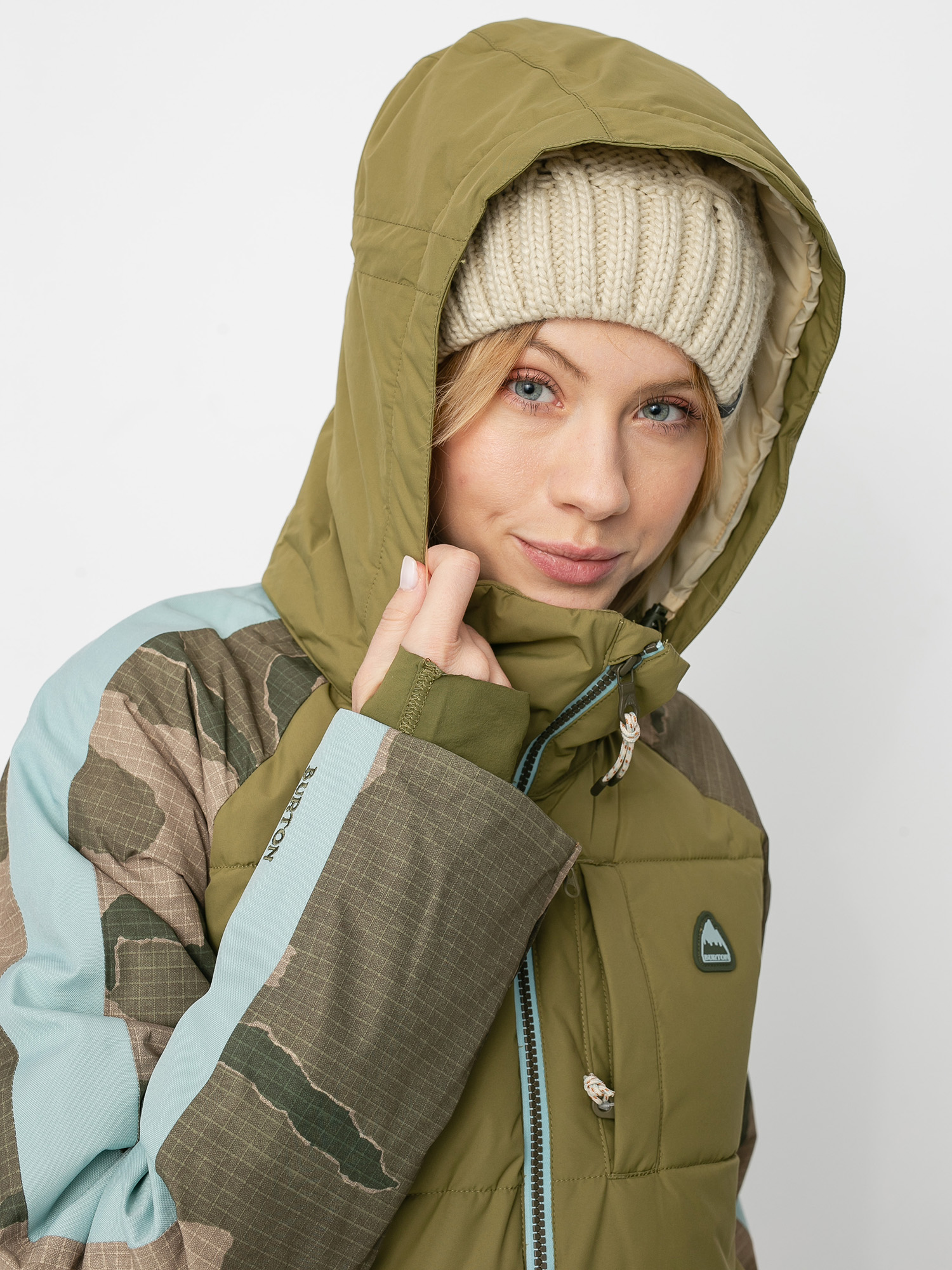 Damska Kurtka snowboardowa Burton Keelan (martini olive/barren camo/ether blue)