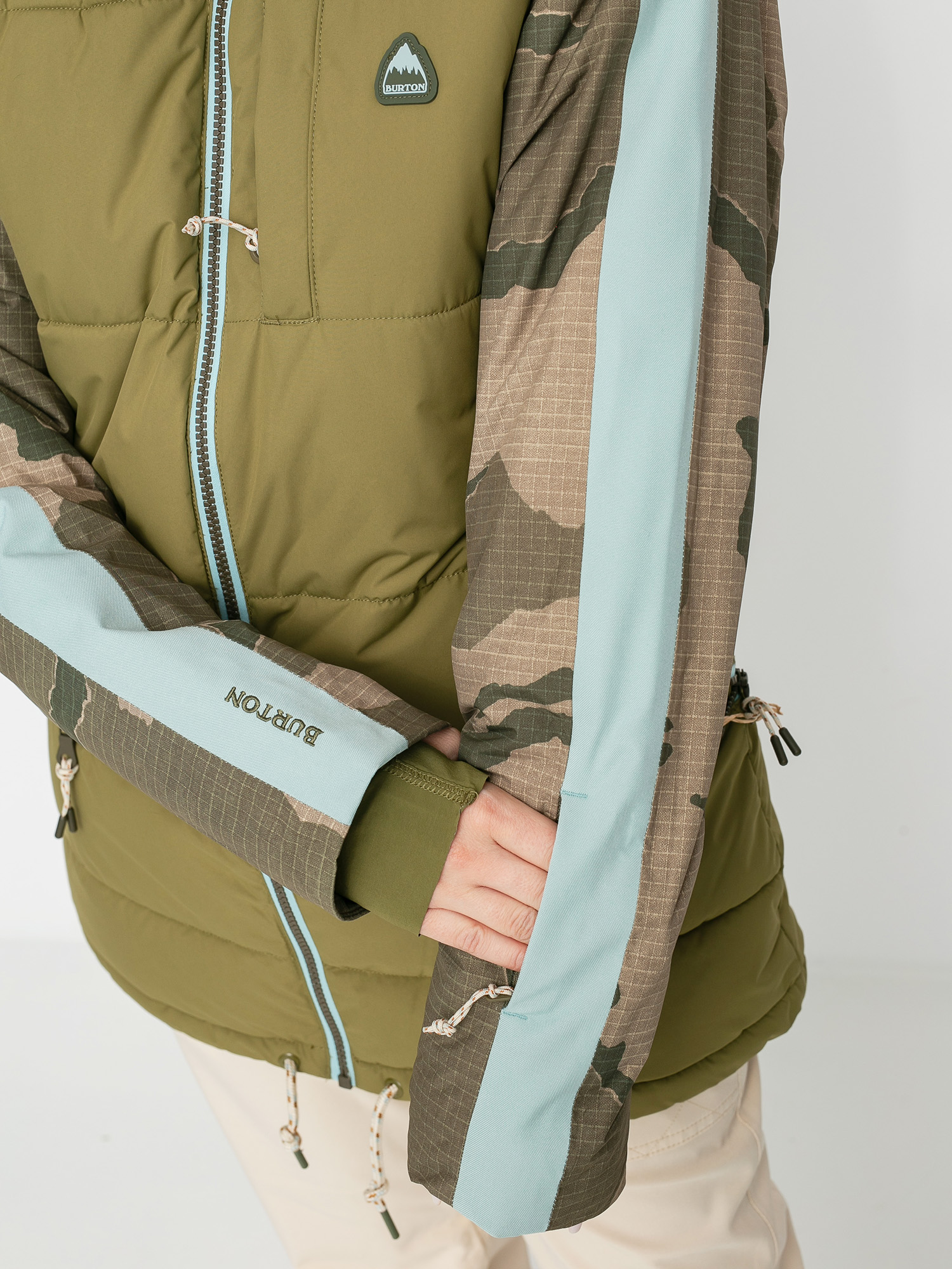 Damska Kurtka snowboardowa Burton Keelan (martini olive/barren camo/ether blue)