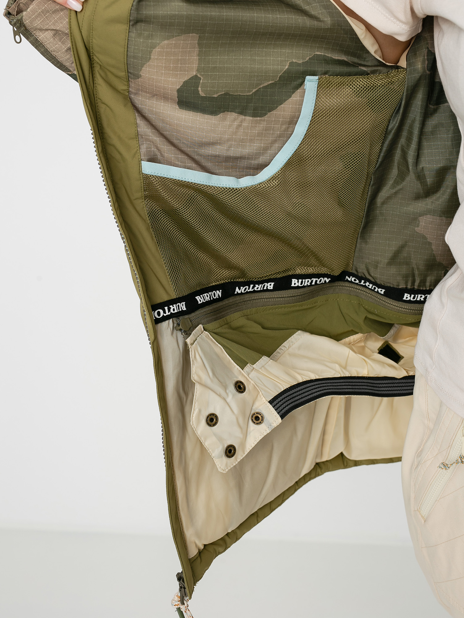 Damska Kurtka snowboardowa Burton Keelan (martini olive/barren camo/ether blue)