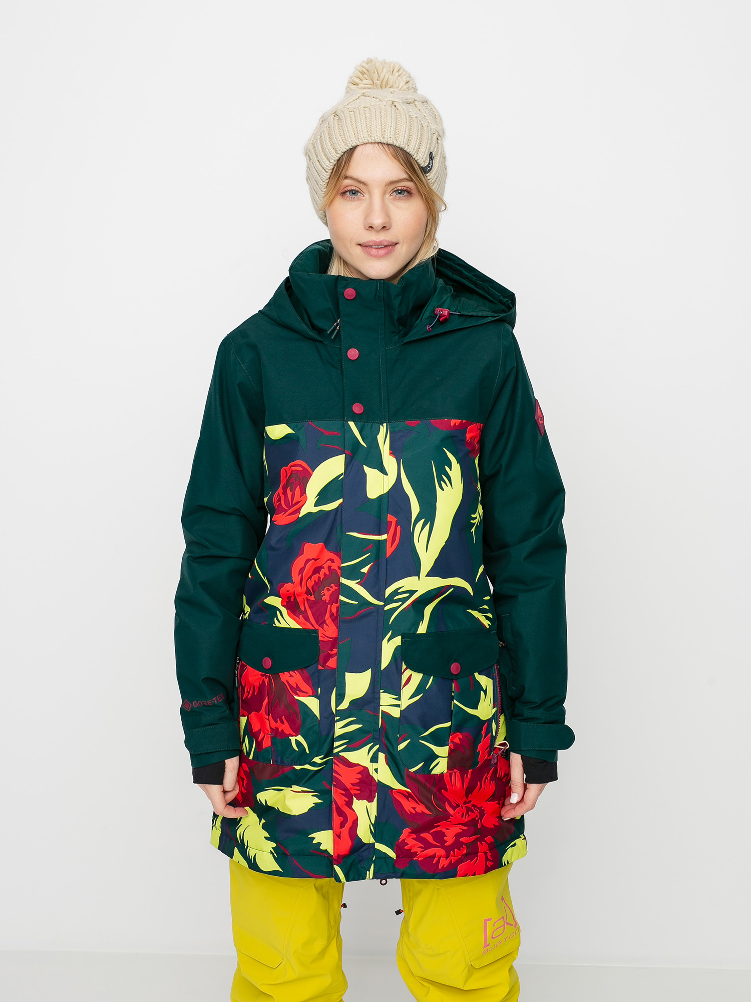 Damska Kurtka snowboardowa Burton Gore Tex Eyris (ponderosa pine/hibiscus pink oversized floral)