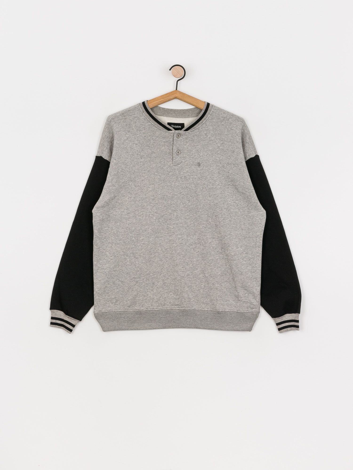 Bluza Brixton B Shield Henley Crew (heather grey/black)