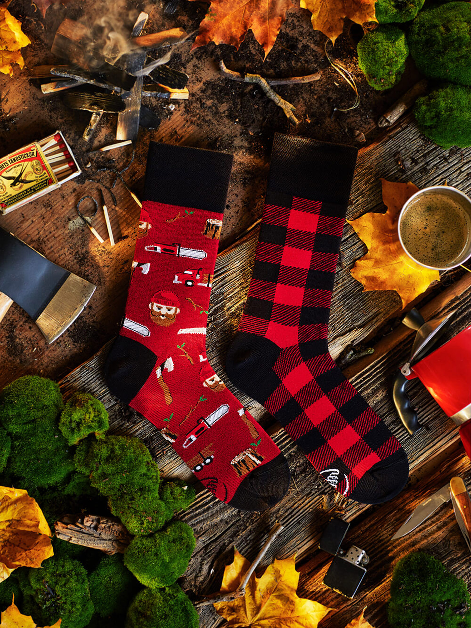 Skarpetki Many Mornings Lumberjack Life (red/black)