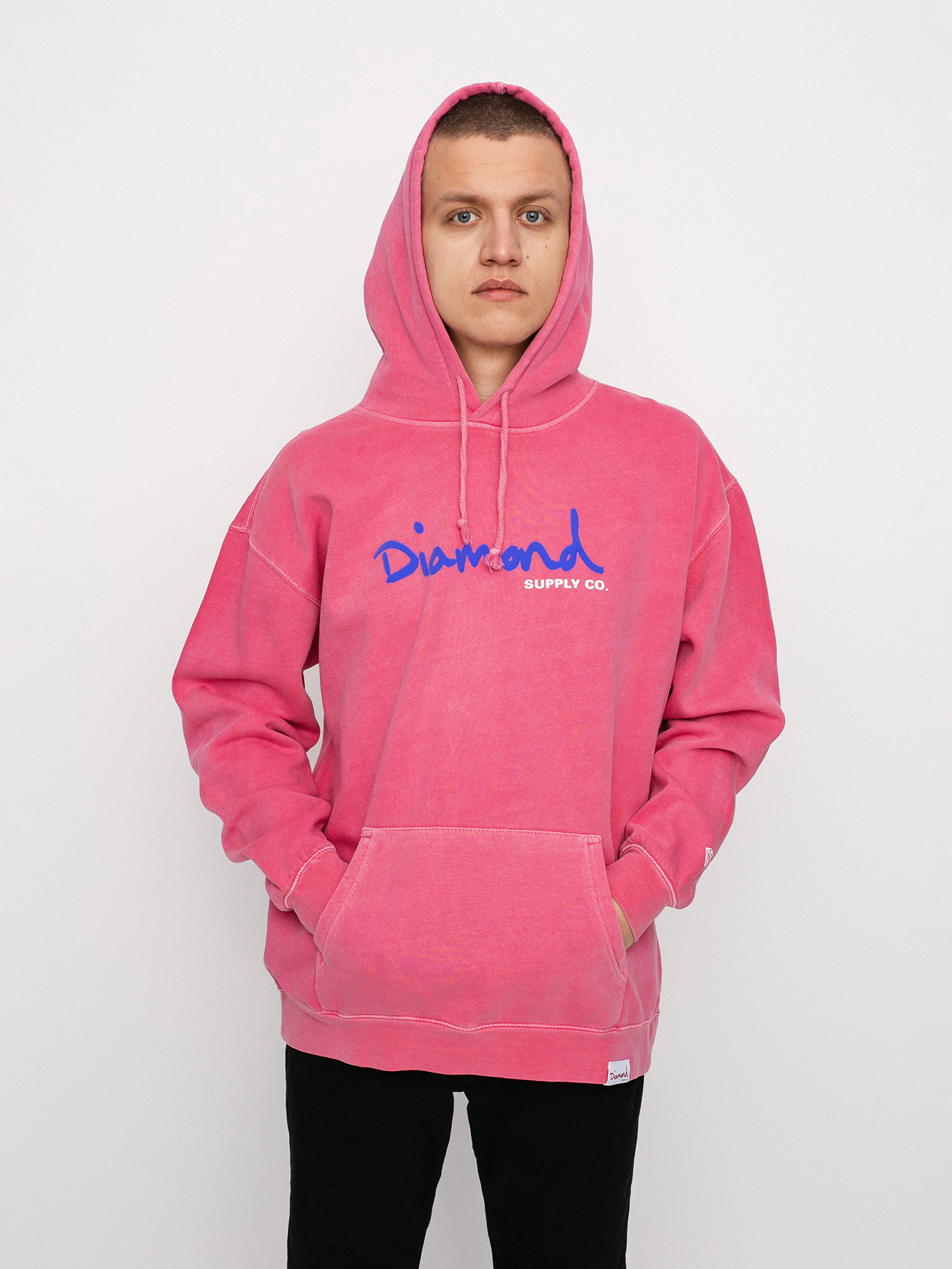 Bluza z kapturem Diamond Supply Co. Og Script Overdyed HD (pink)