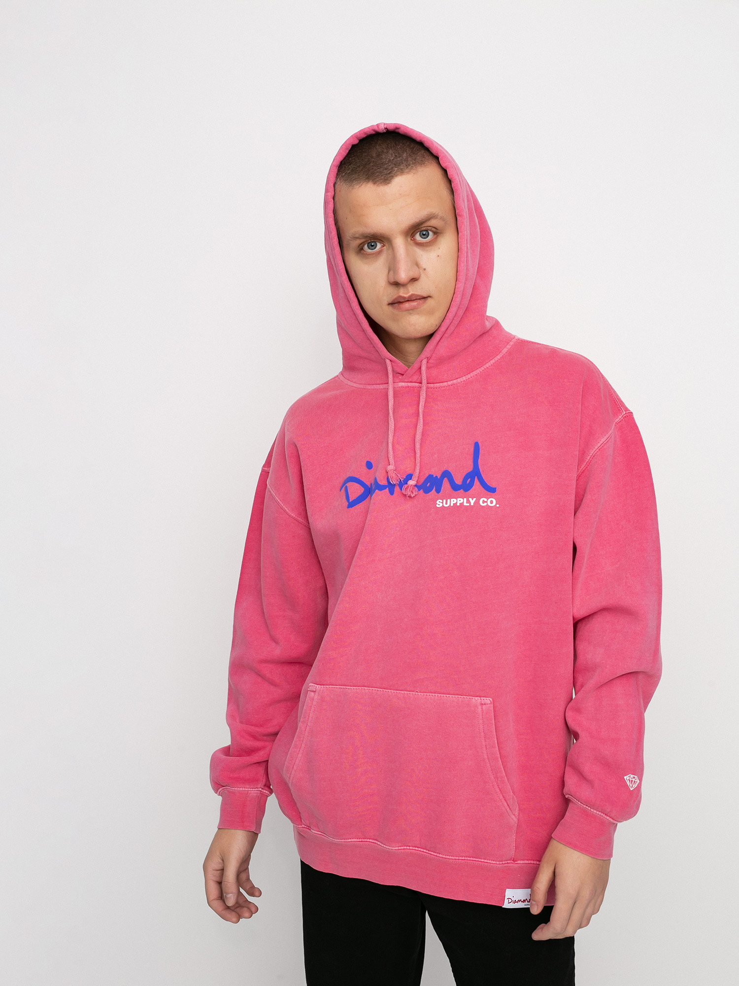 Bluza z kapturem Diamond Supply Co. Og Script Overdyed HD (pink)