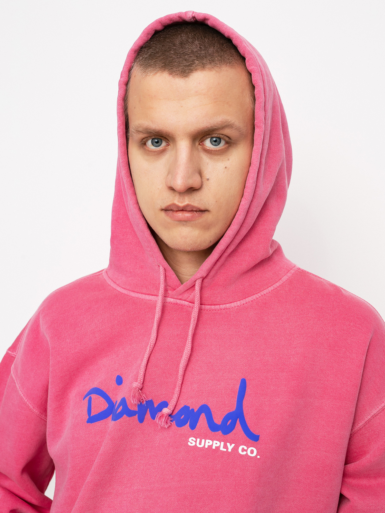 Bluza z kapturem Diamond Supply Co. Og Script Overdyed HD (pink)