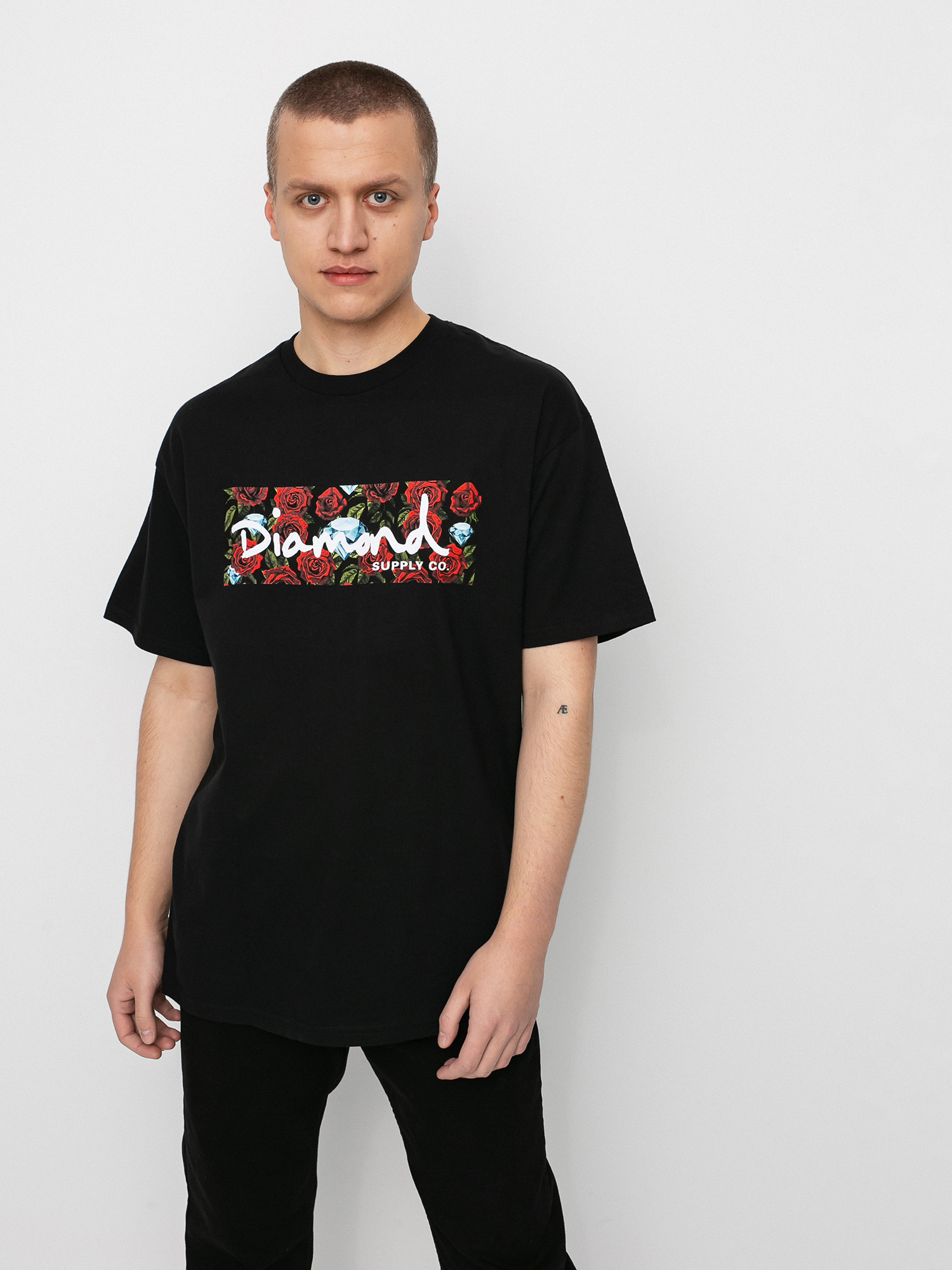 T-shirt Diamond Supply Co. Roses Box Logo (black)