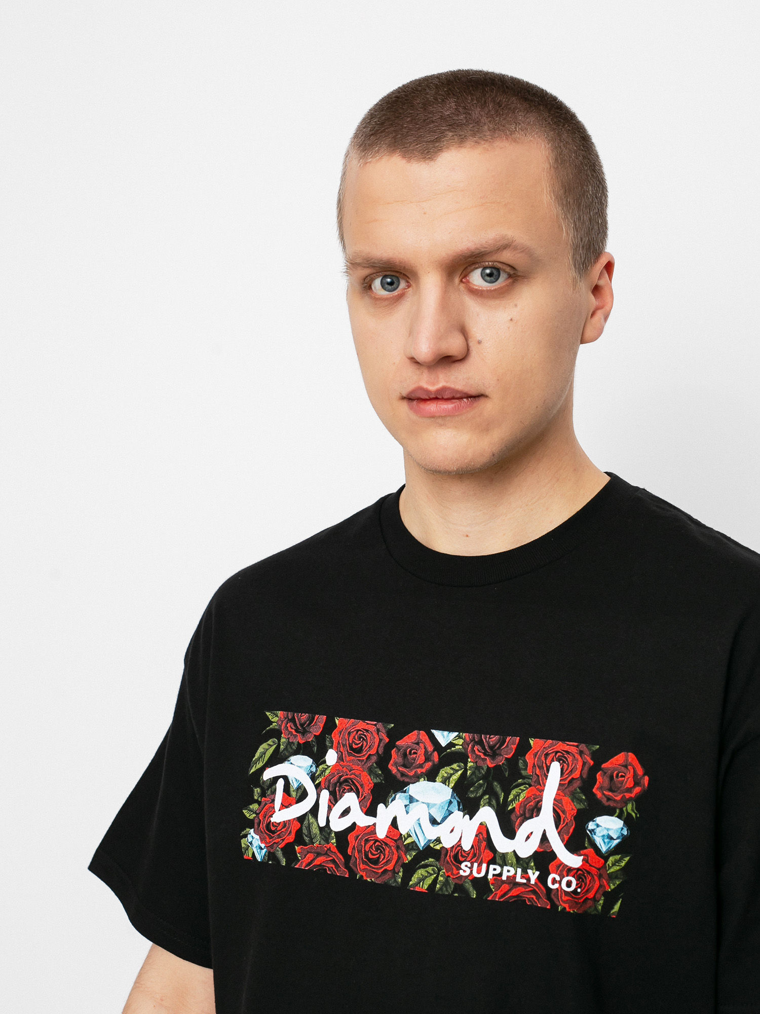 T-shirt Diamond Supply Co. Roses Box Logo (black)