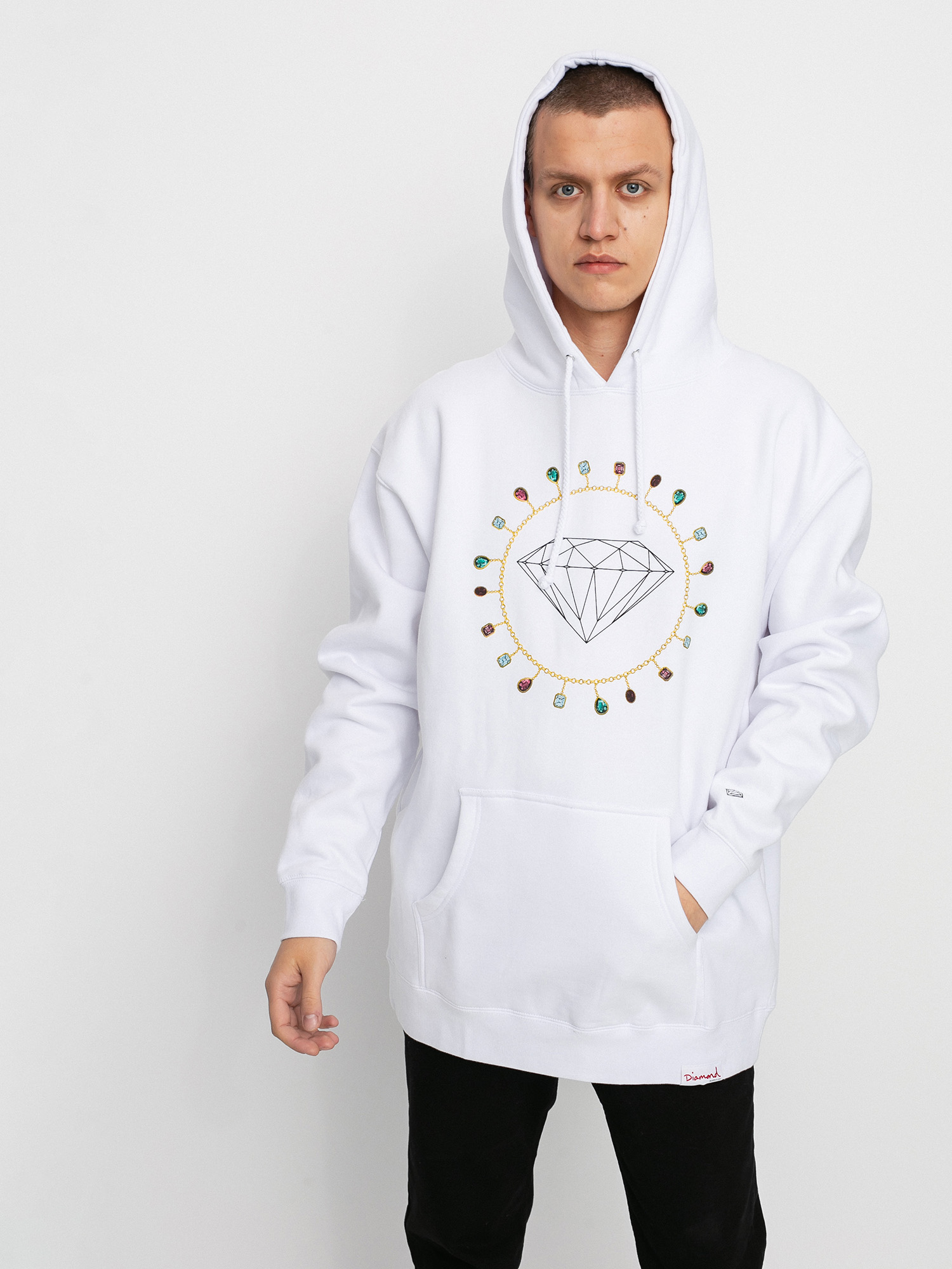 Bluza z kapturem Diamond Supply Co. Diamond Chain HD (white)