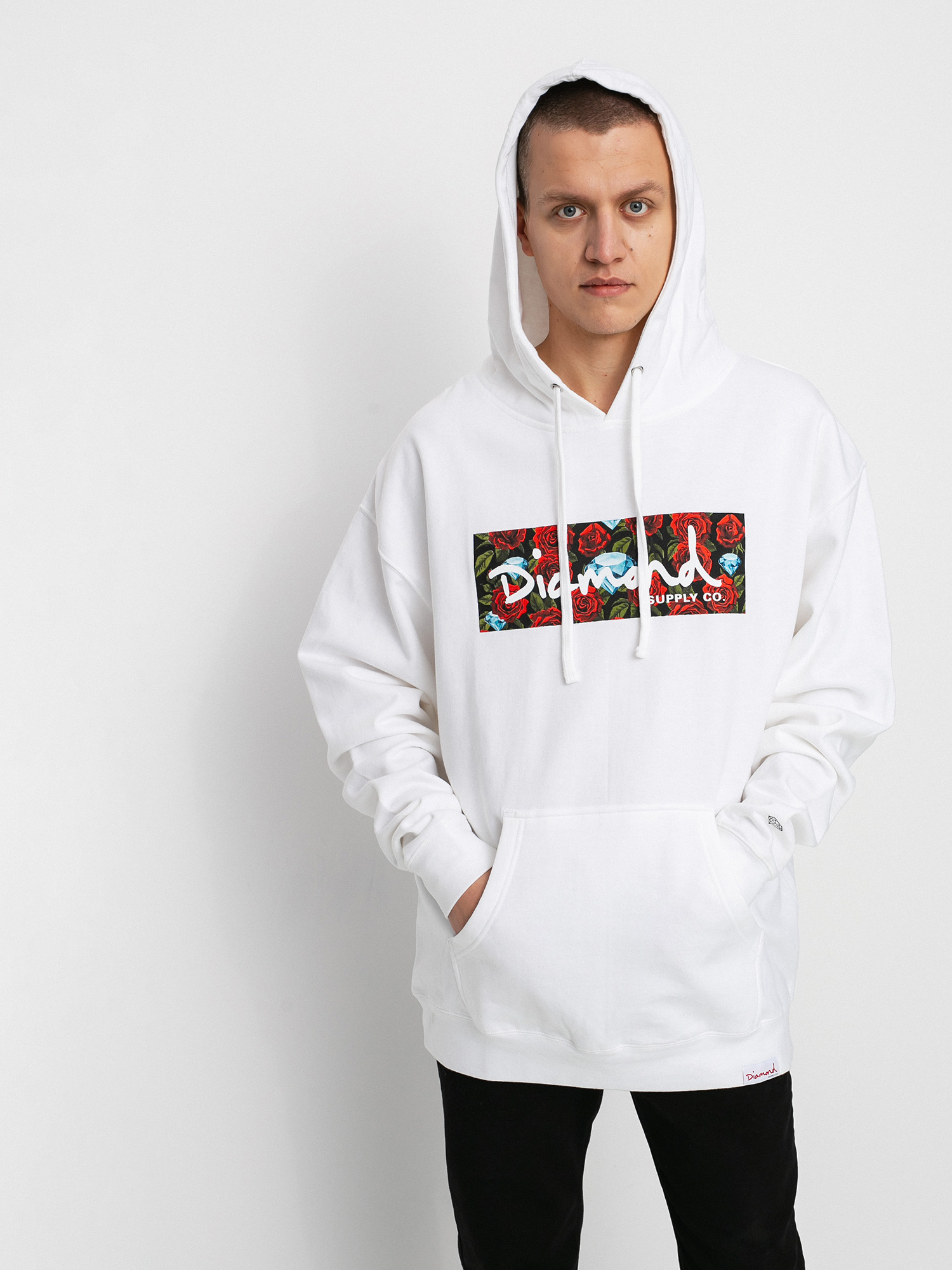 Bluza z kapturem Diamond Supply Co. Roses Box HD (white)