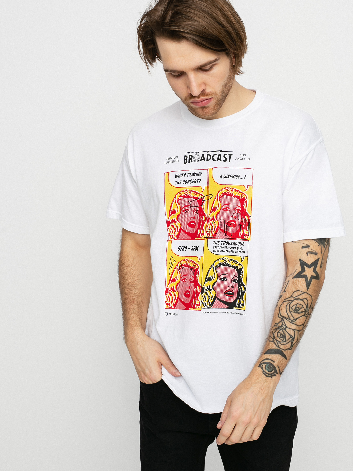 T-shirt Brixton La Brxtn Broadcast Stt (white garment dye)