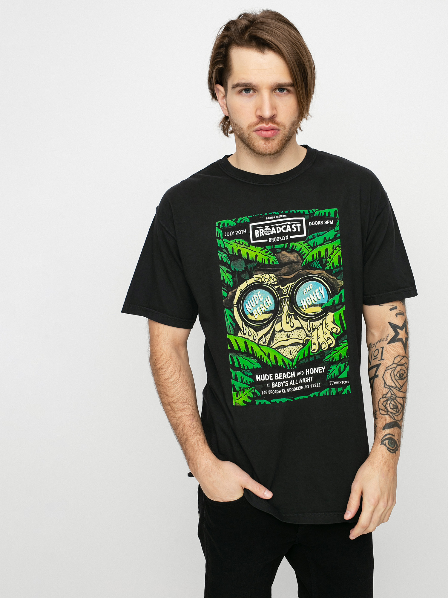 T-shirt Brixton Brooklyn Brxtn Broadcast S (black garment dye)