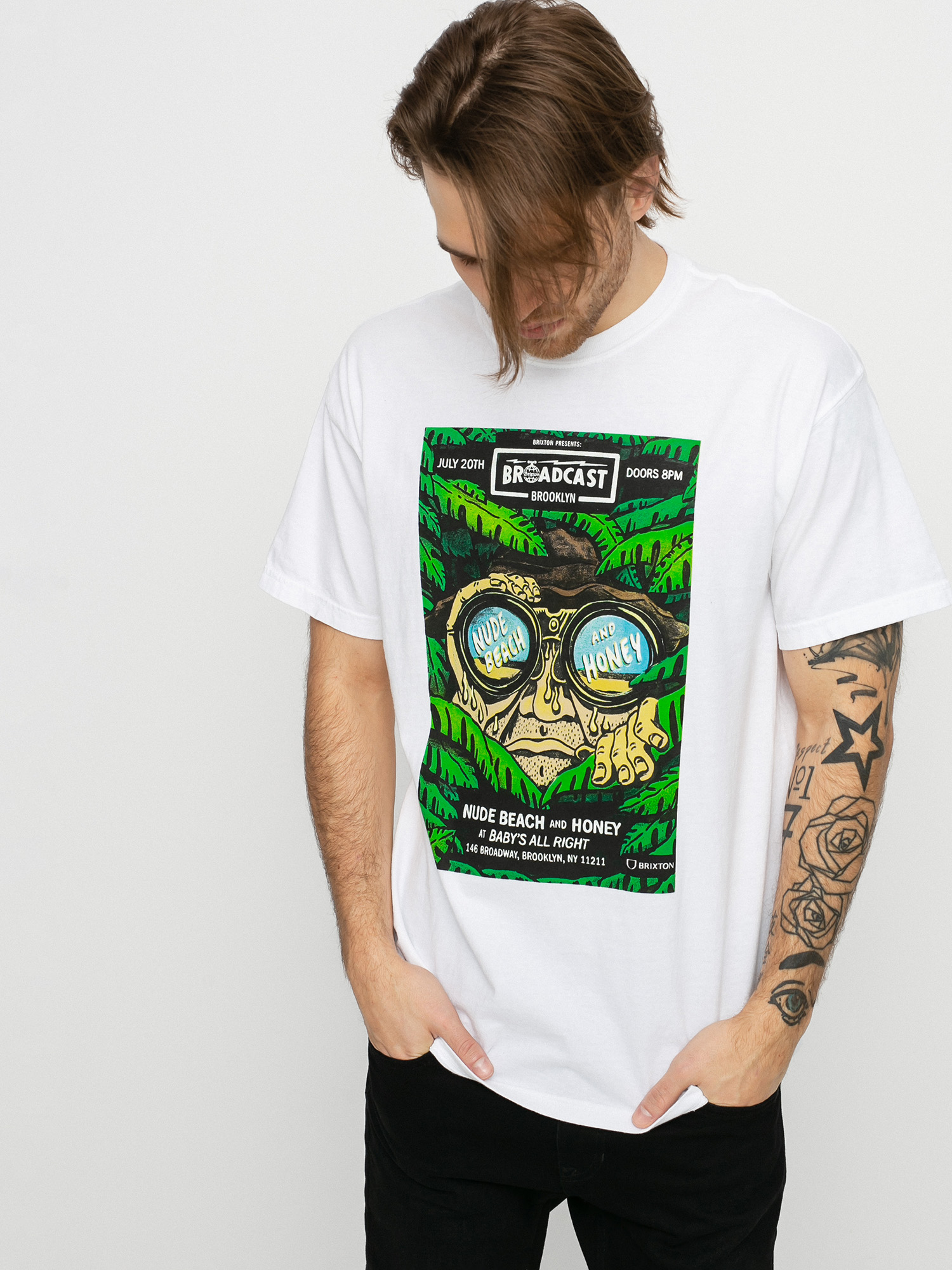 T-shirt Brixton Brooklyn Brxtn Broadcast S (white garment dye)