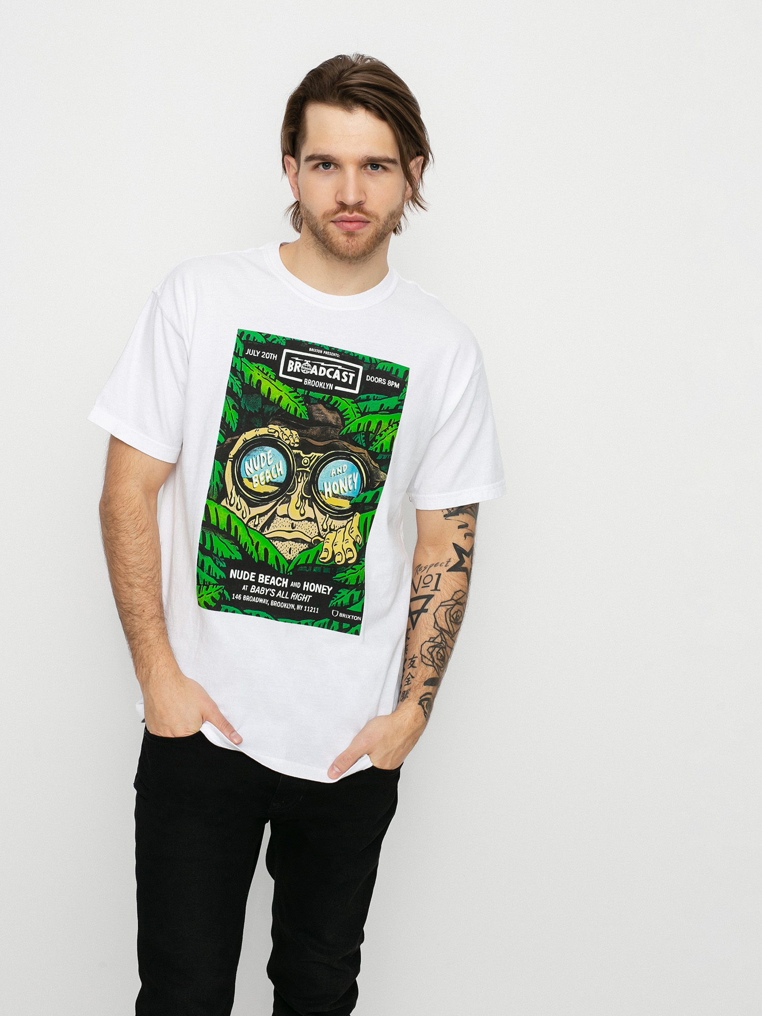 T-shirt Brixton Brooklyn Brxtn Broadcast S (white garment dye)