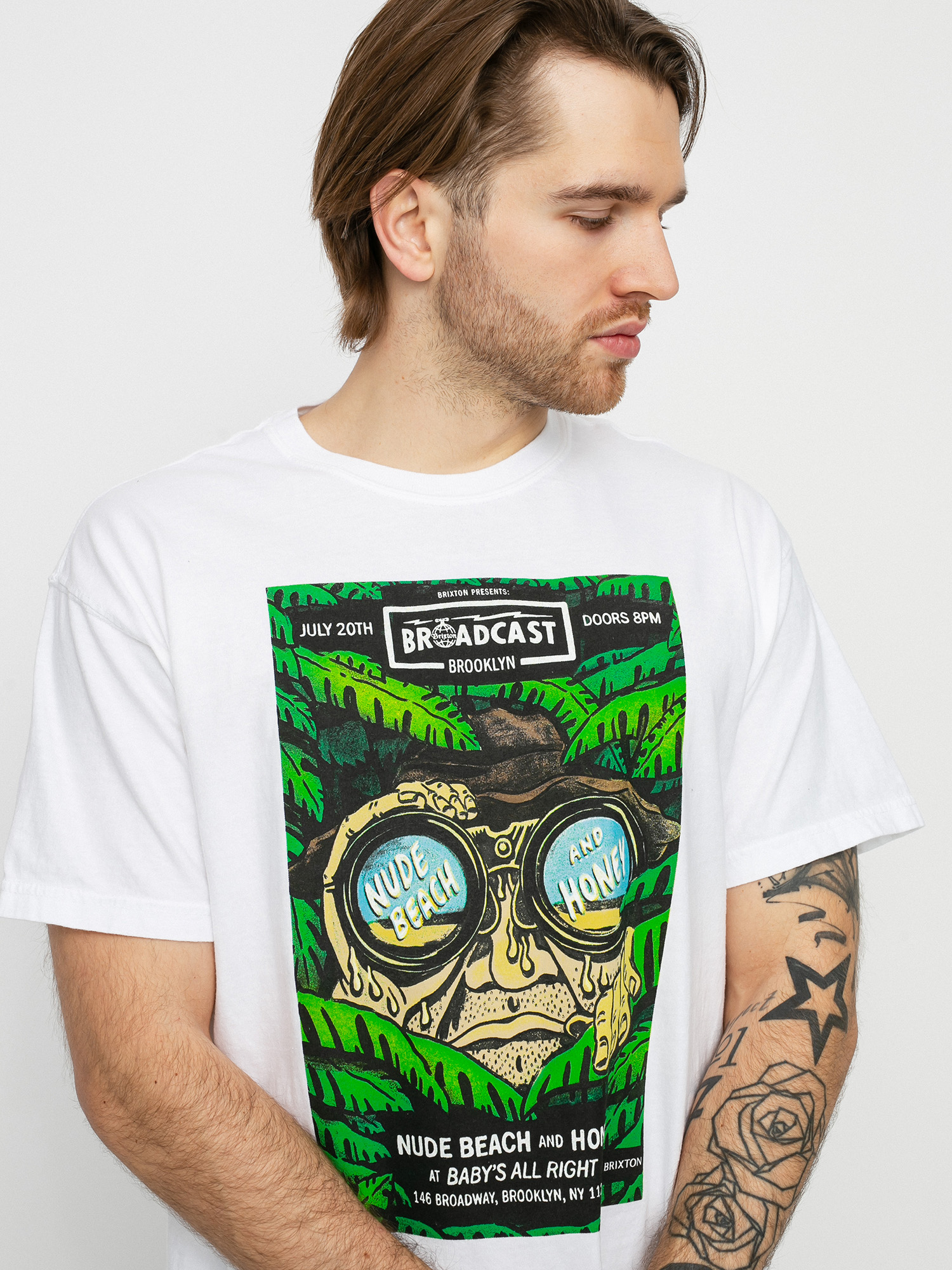 T-shirt Brixton Brooklyn Brxtn Broadcast S (white garment dye)