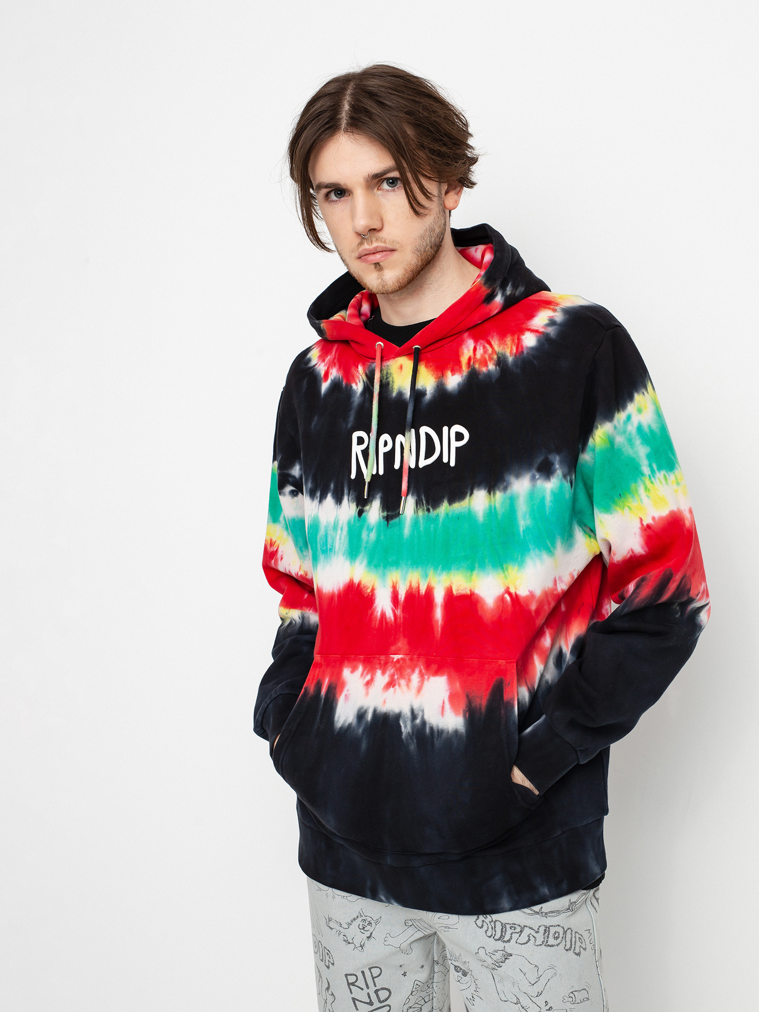 Bluza z kapturem RipNDip Rubber Logo HD (tie dye)