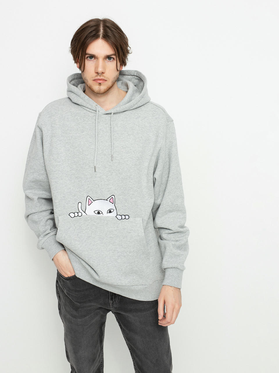 Bluza z kapturem RipNDip Peeking Nermal HD (heather grey)