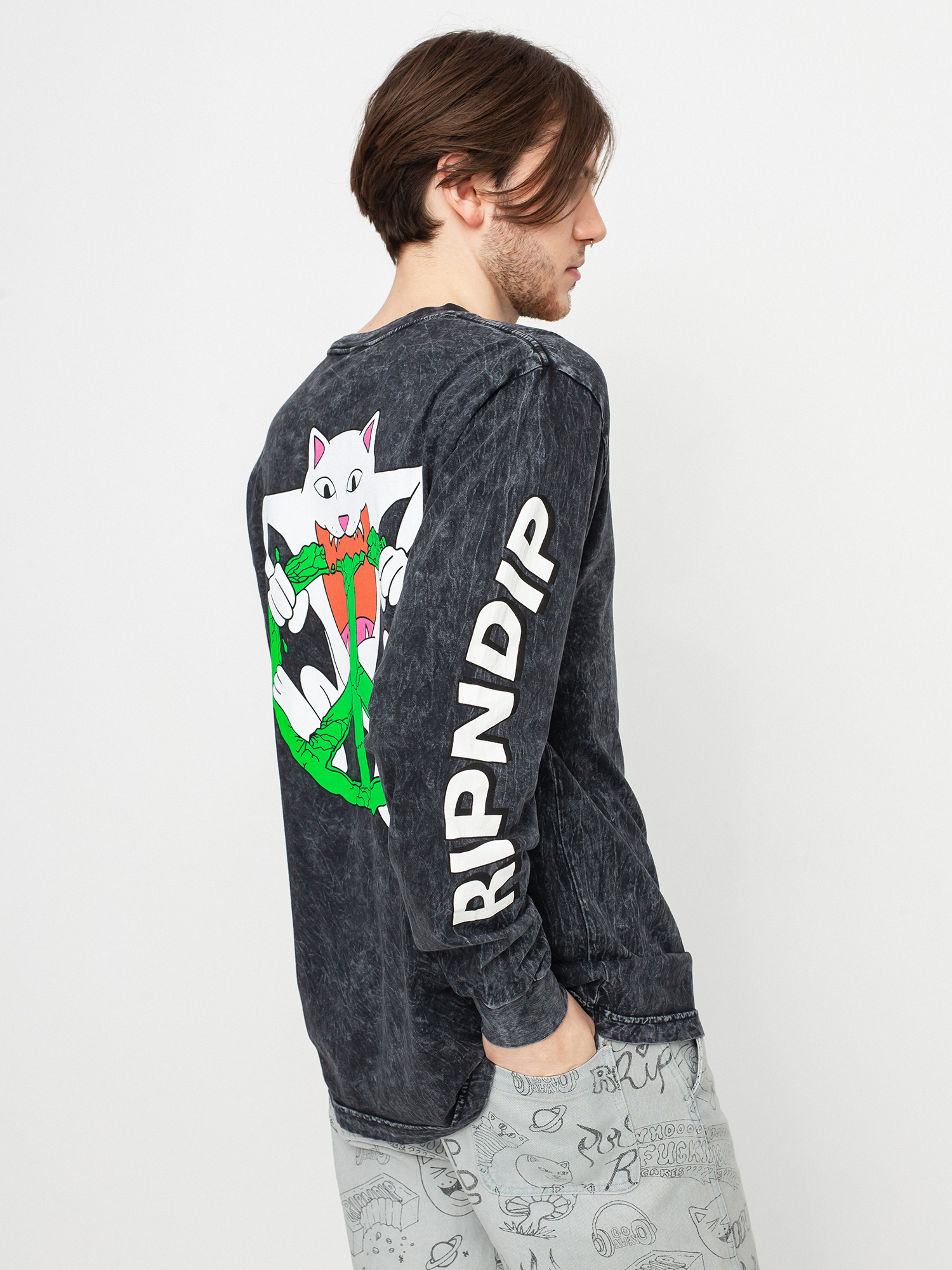 Longsleeve RipNDip Peace No Love (black mineral wash)