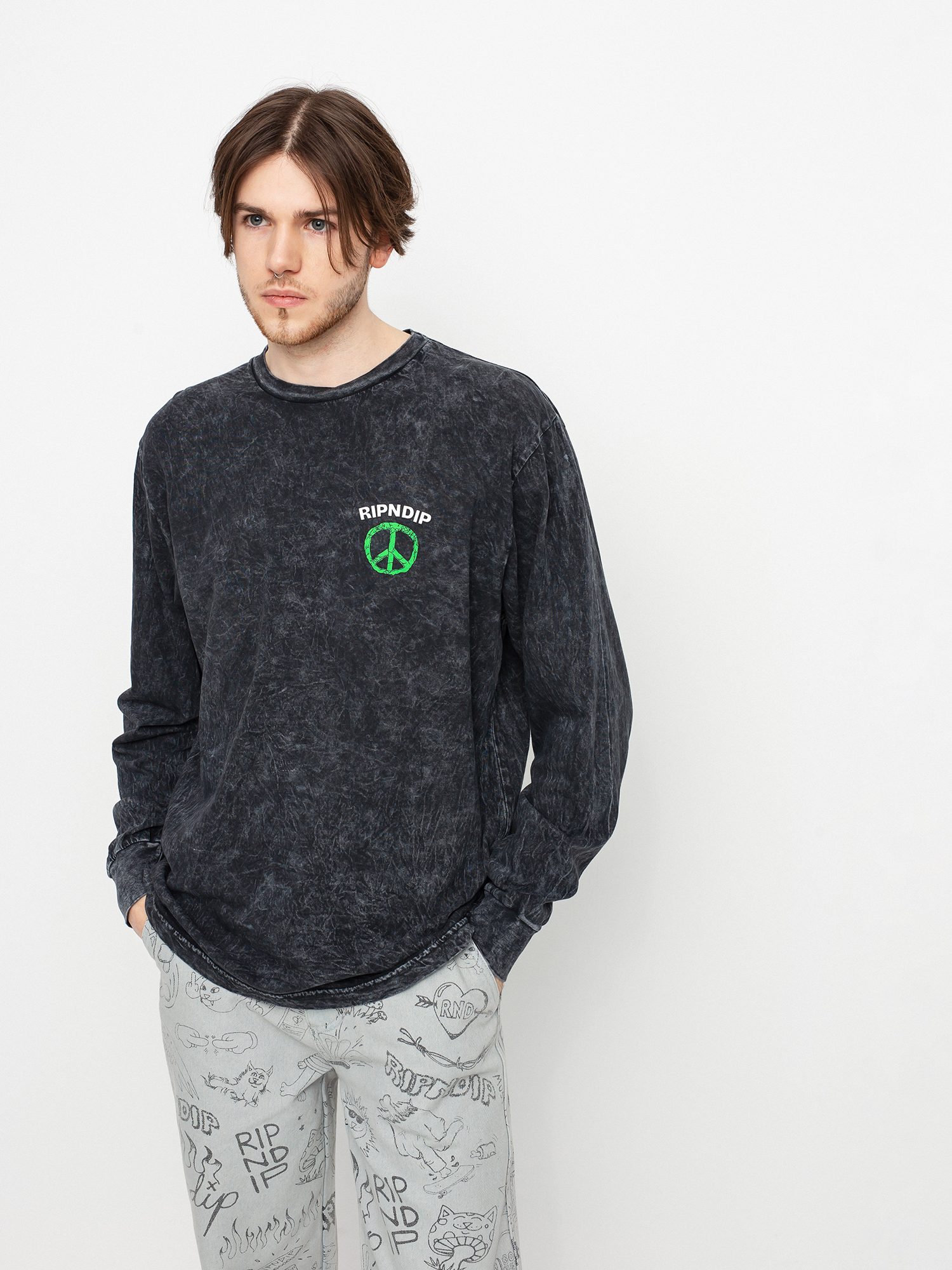 Longsleeve RipNDip Peace No Love (black mineral wash)
