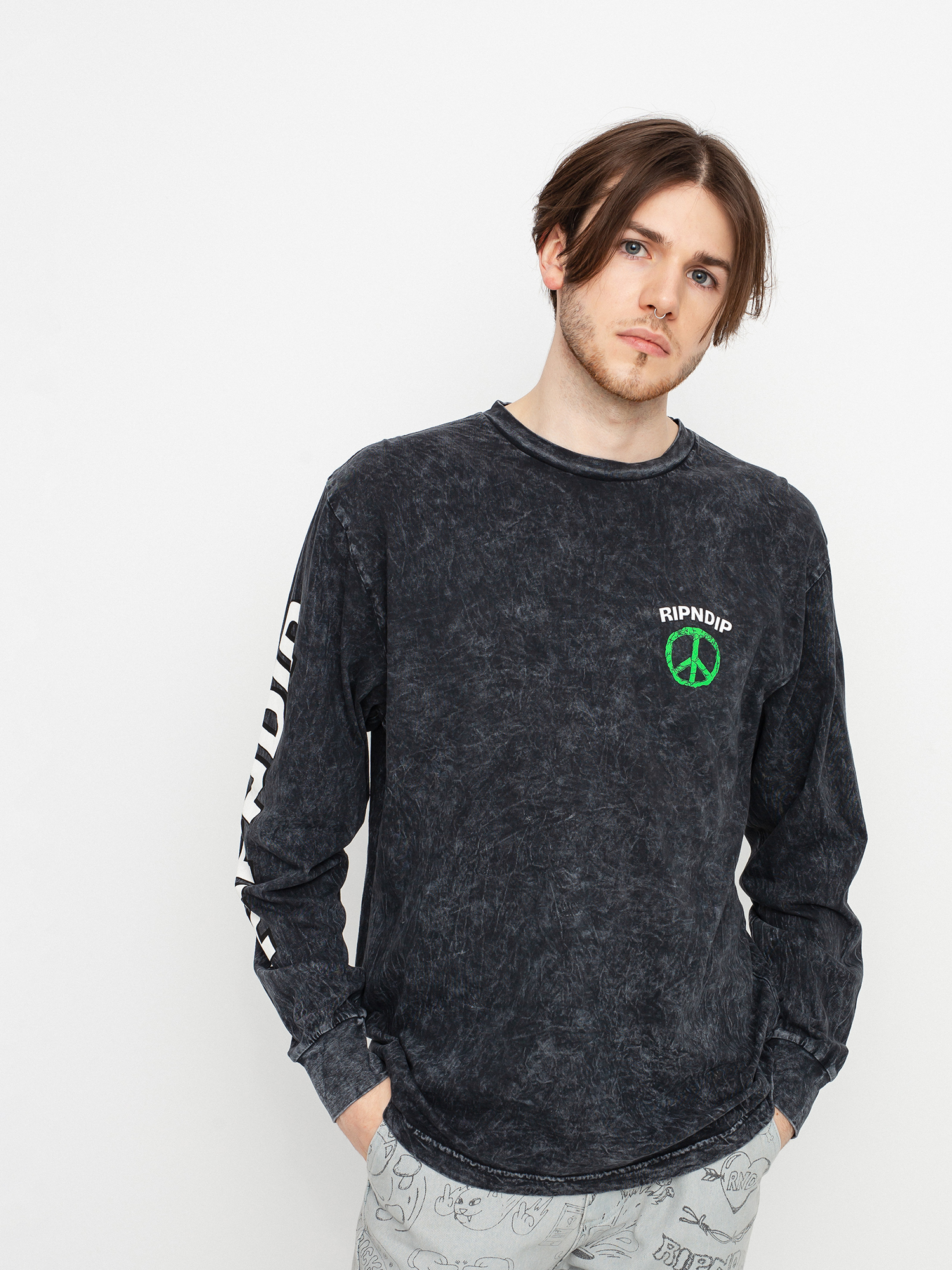 Longsleeve RipNDip Peace No Love (black mineral wash)