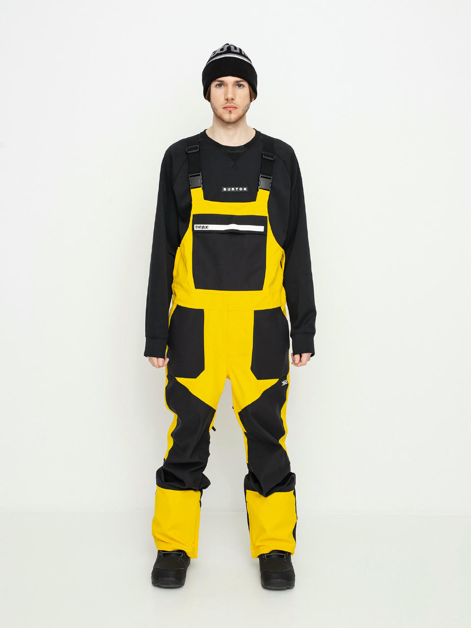 Męskie Spodnie snowboardowe ThirtyTwo Basement Bib (black/gold)