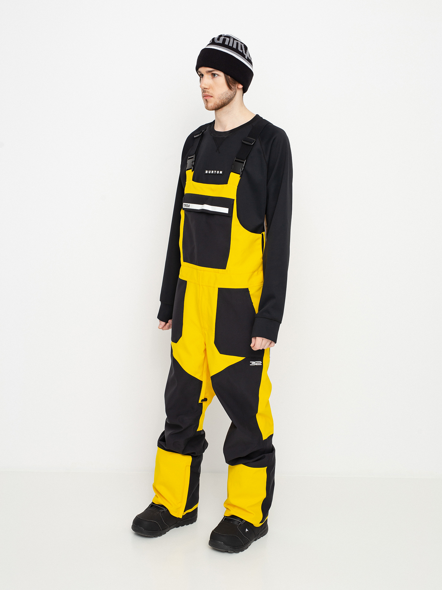 Męskie Spodnie snowboardowe ThirtyTwo Basement Bib (black/gold)