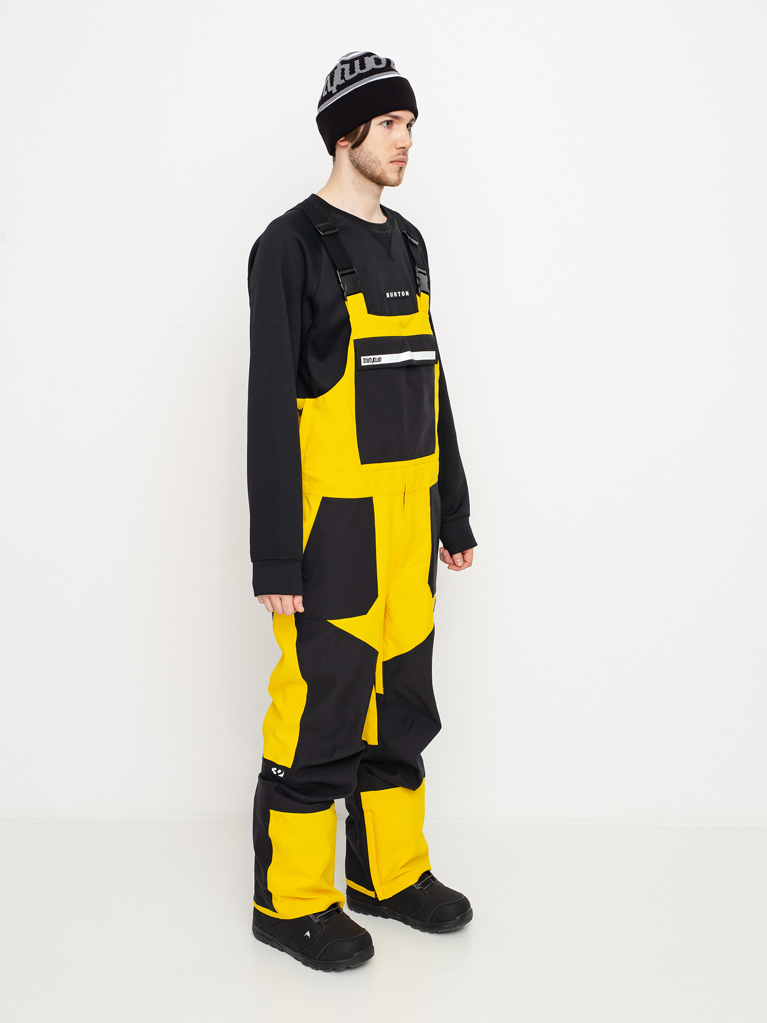 Męskie Spodnie snowboardowe ThirtyTwo Basement Bib (black/gold)