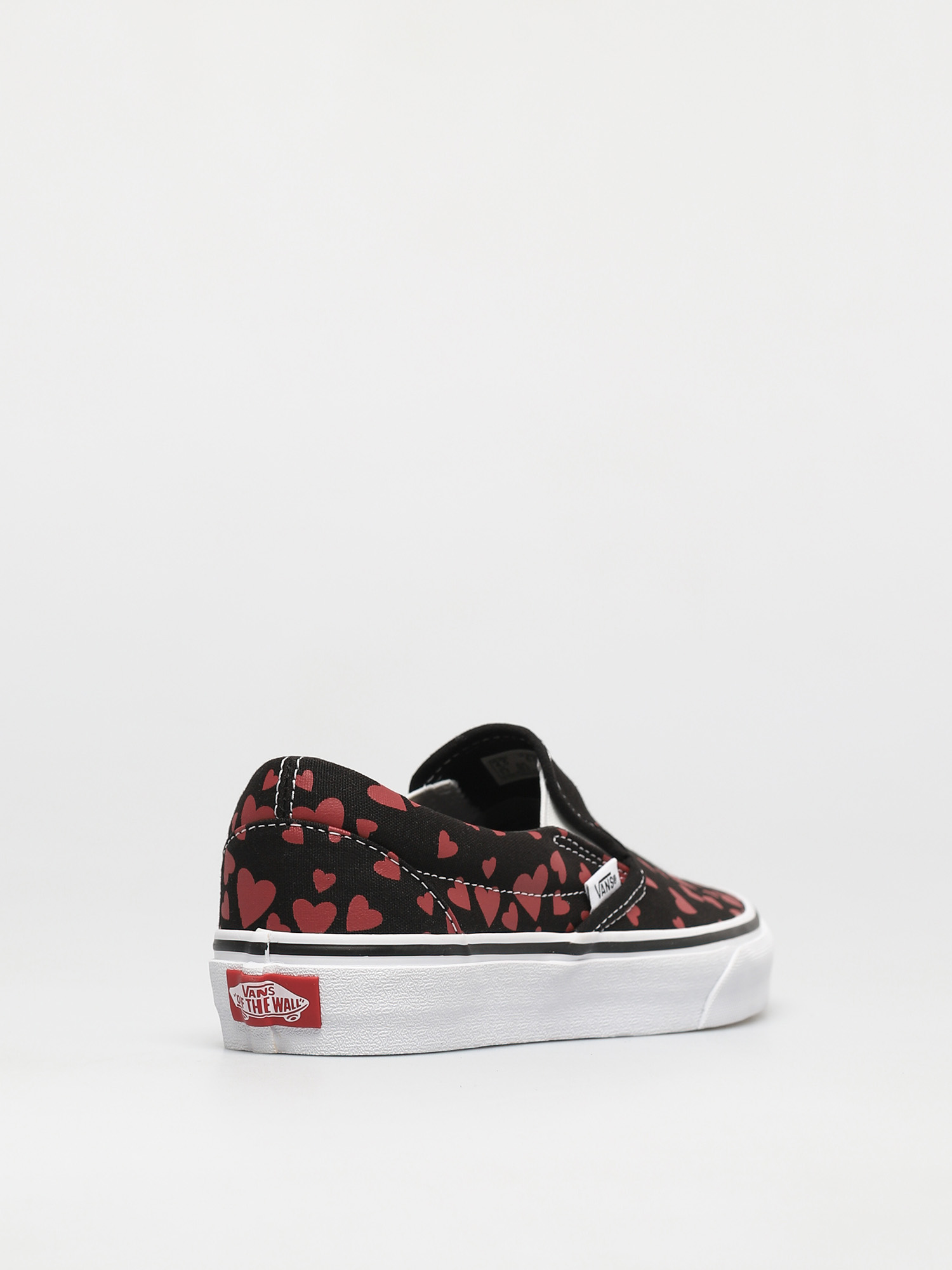 Vans valentines vintage plimsoll heart shoes needlepoint tapestry style us6 70s woven 80s hearts valentine usa print made Buty Vans Classic Slip On (valentines hearts black/racing red)