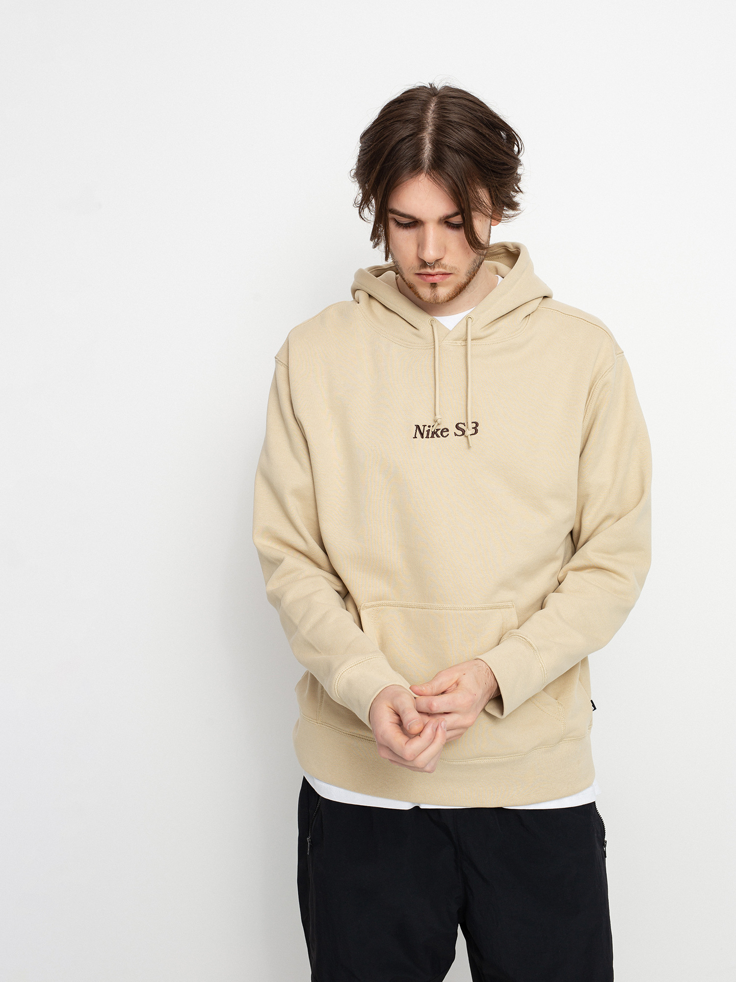 Bluza z kapturem Nike SB Front Script HD (grain/velvet brown)