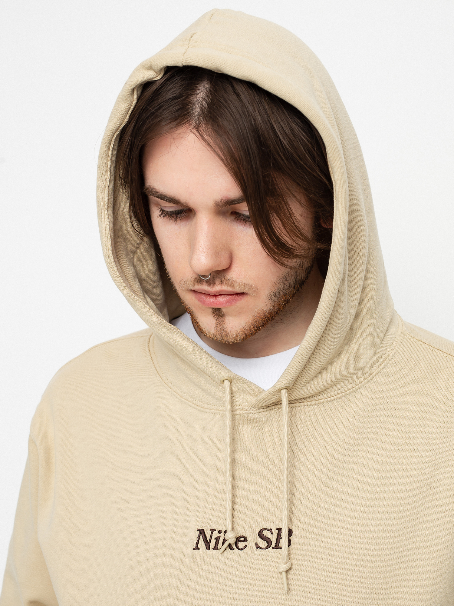 Bluza z kapturem Nike SB Front Script HD (grain/velvet brown)