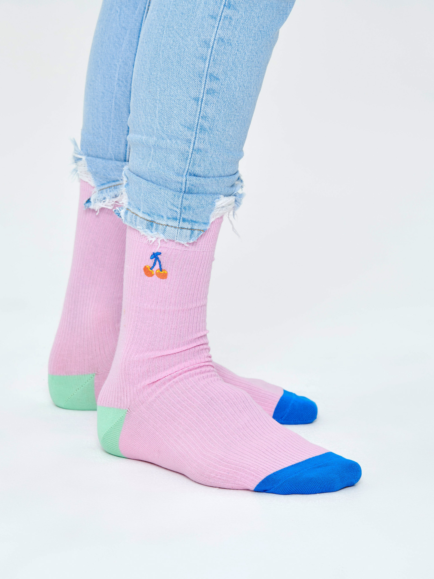 Skarpetki Happy Socks Ribbed Embroidery Cherry (pink)