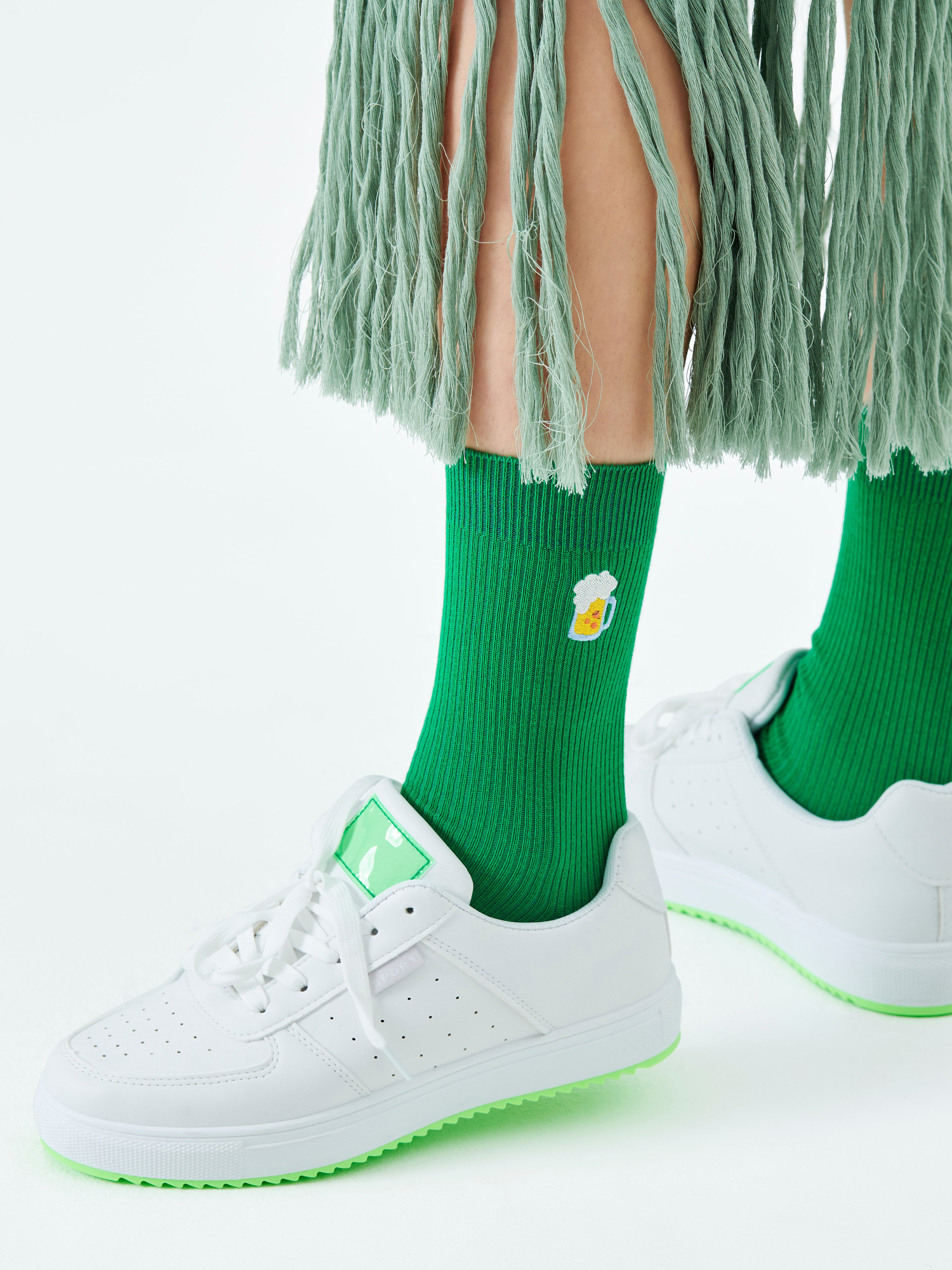 Skarpetki Happy Socks Ribbed Embroidery Beer (green)