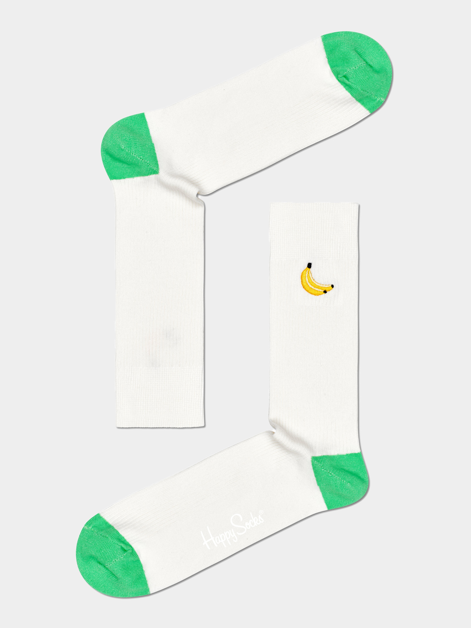 Skarpetki Happy Socks Ribbed Embroidery Banana (white)