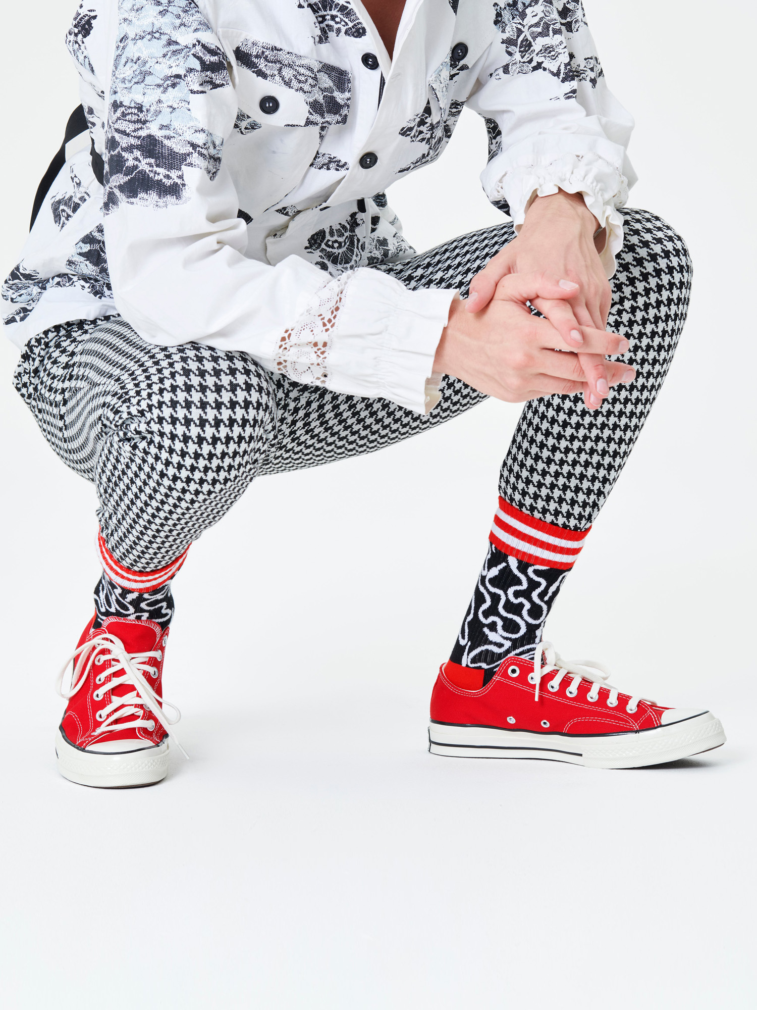 Skarpetki Happy Socks Wire 3/4 (black/white)