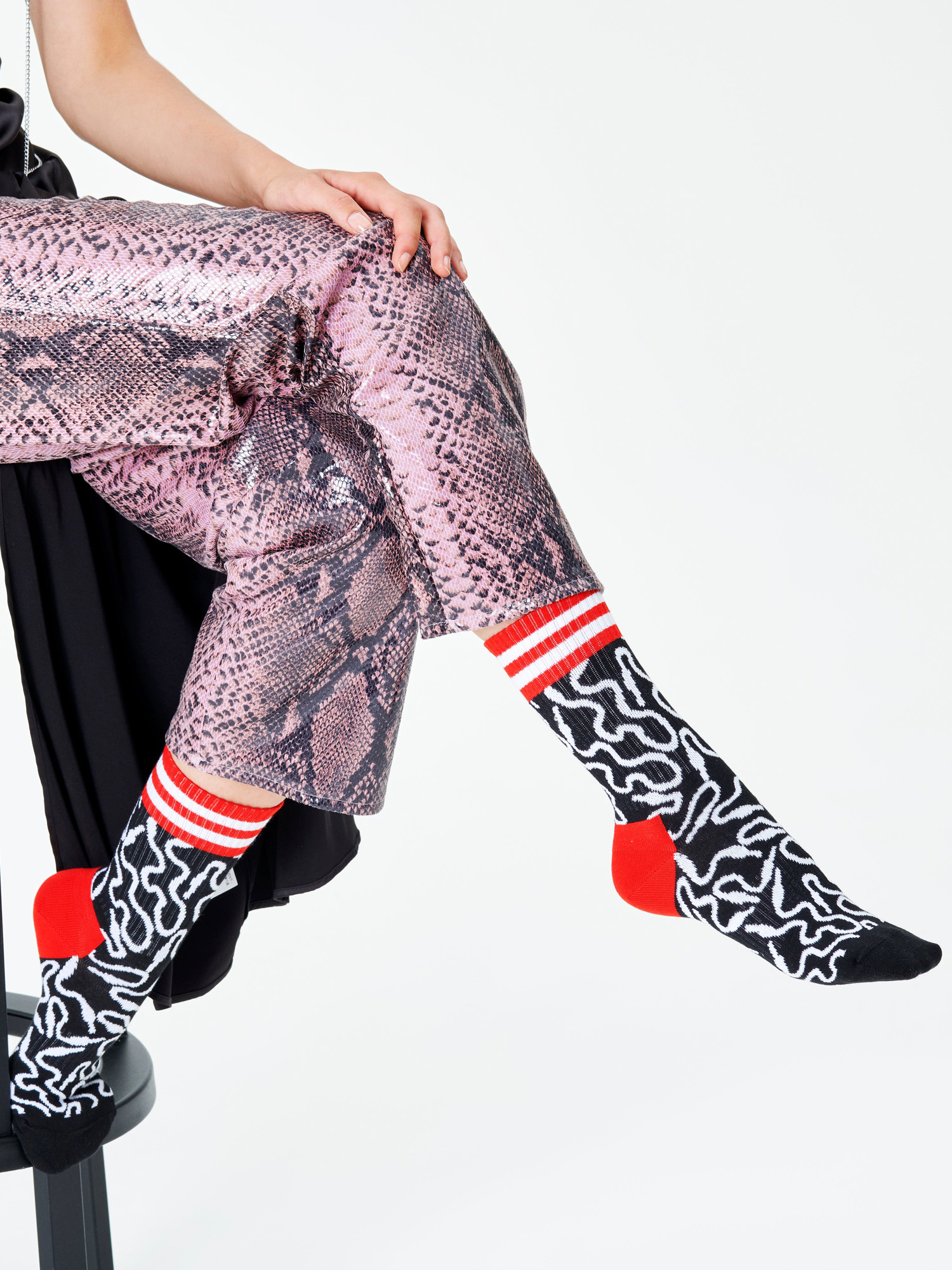 Skarpetki Happy Socks Wire 3/4 (black/white)