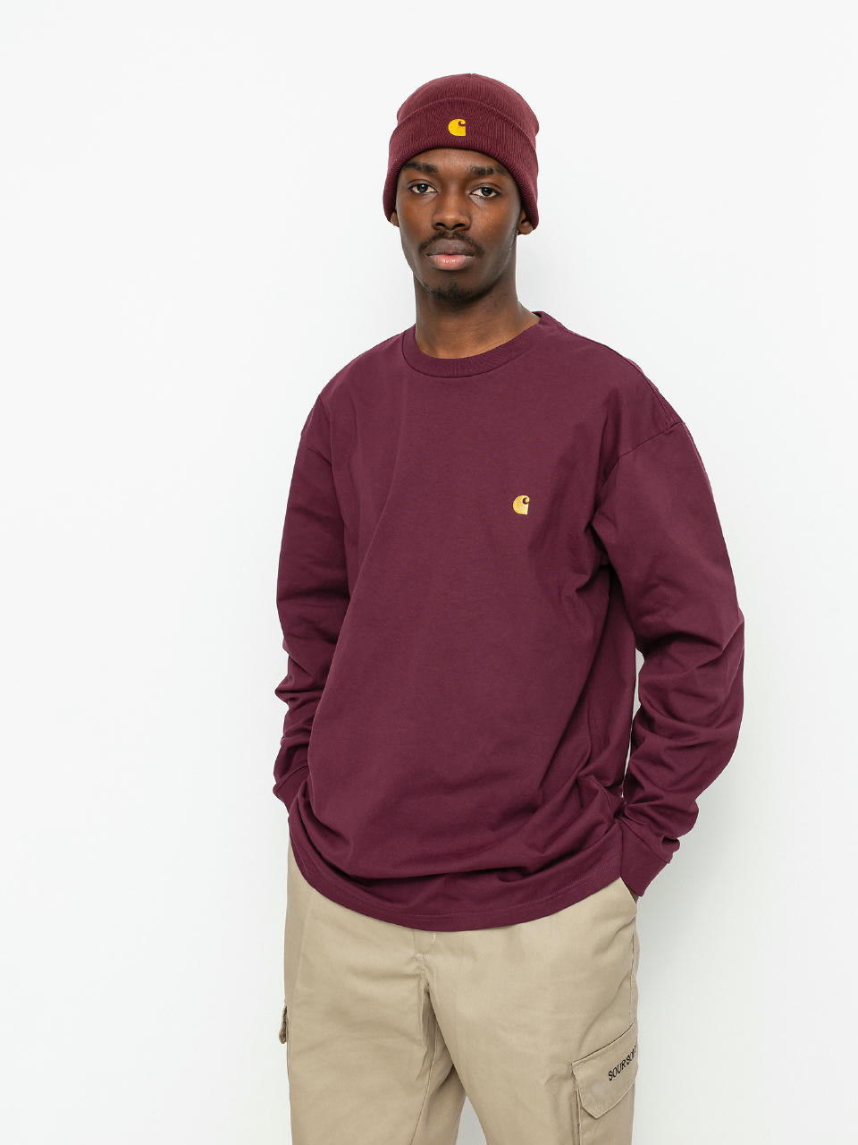 Longsleeve Carhartt WIP Chase (shiraz/gold)