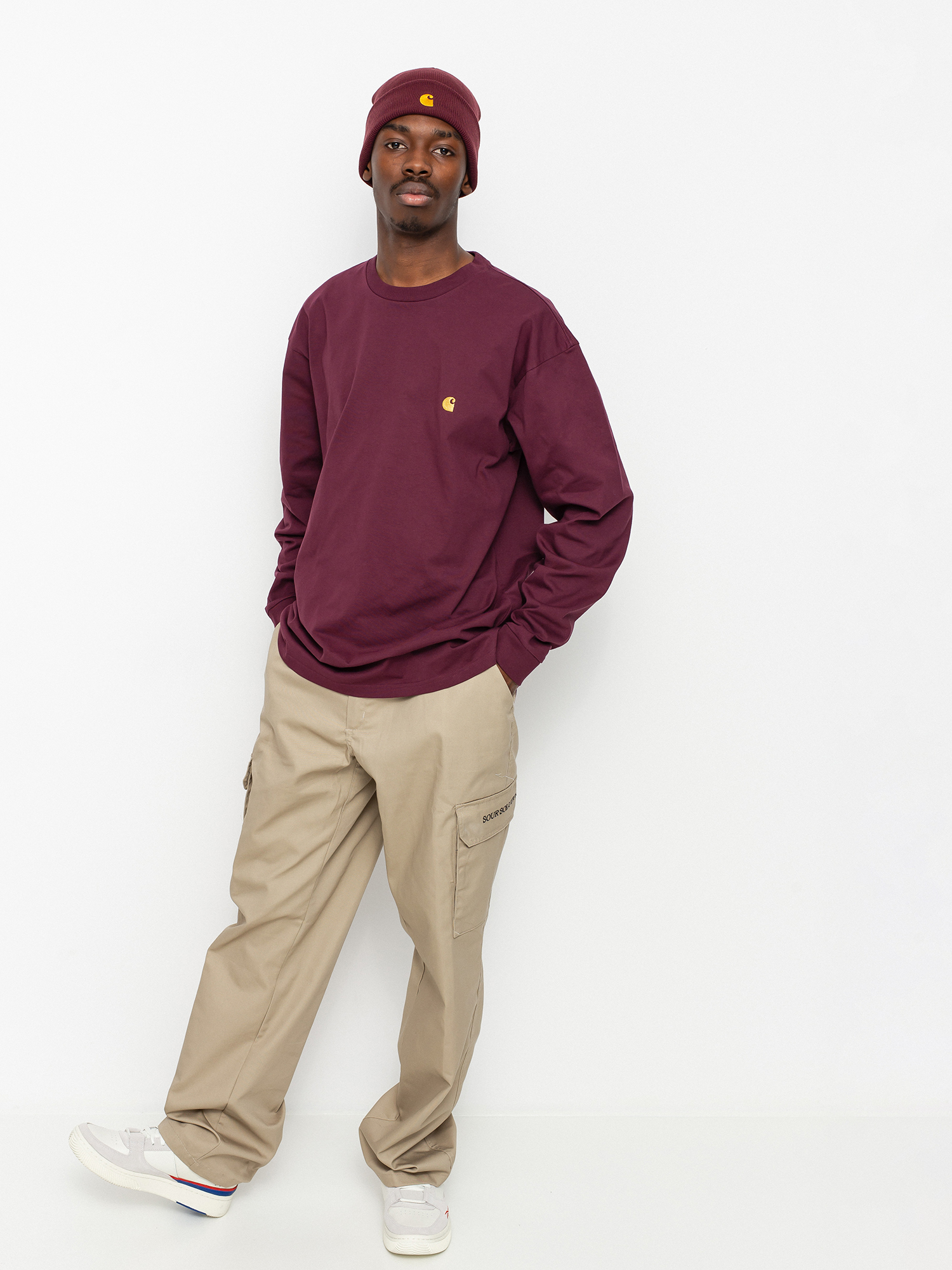 Longsleeve Carhartt WIP Chase (shiraz/gold)