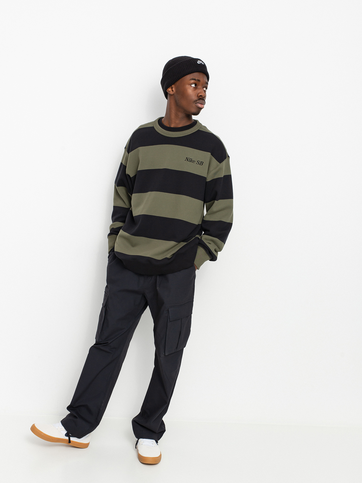 Bluza Nike SB Stripe Crew (cargo khaki/black/black)